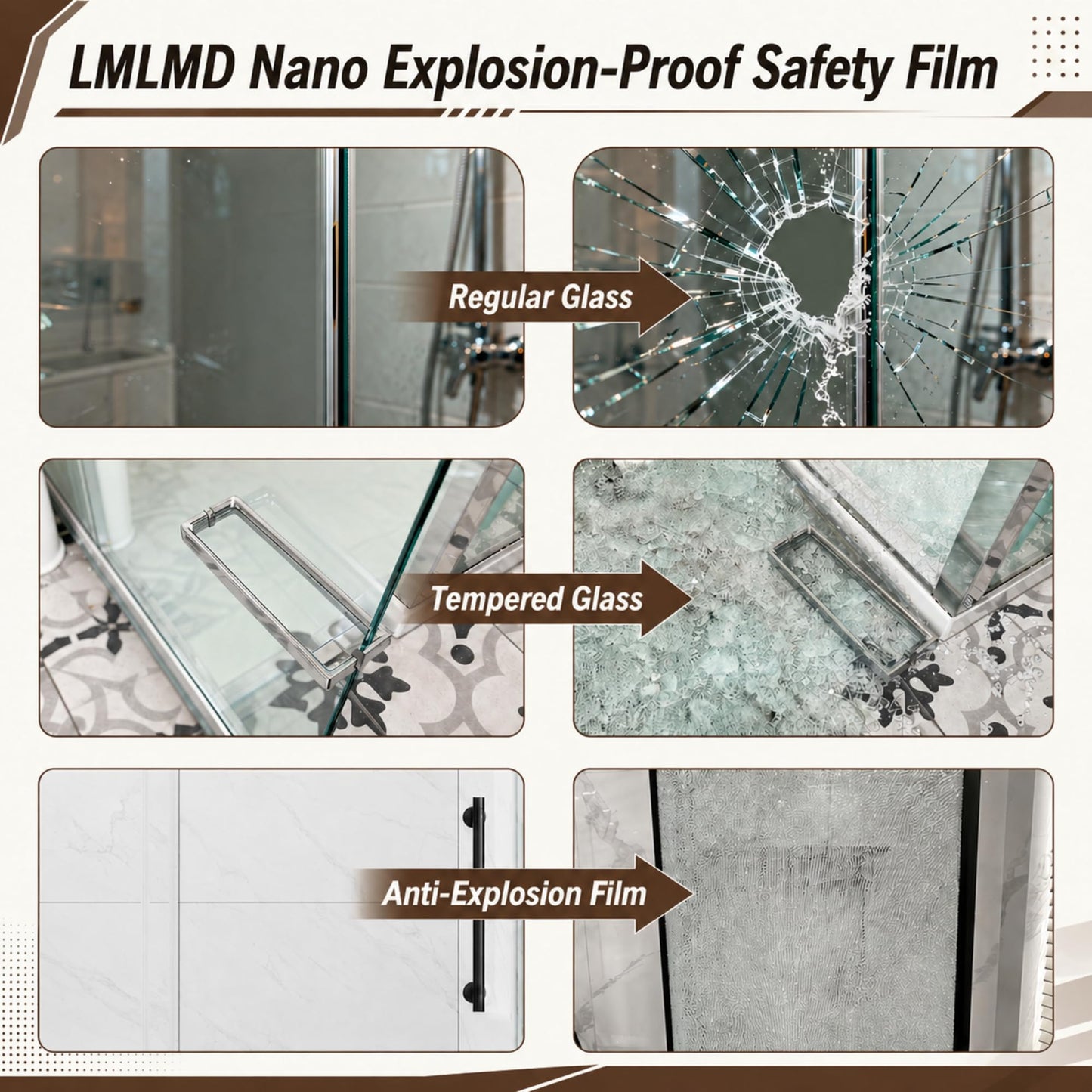 Frameless Glass Shower Door,55-60" W x 72" H Single Sliding Frameless Shower Door,1/4"(6mm) SGCC Tempered Glass,Safety Explosion-Proof Film Nano Coating,Brushed Nickel