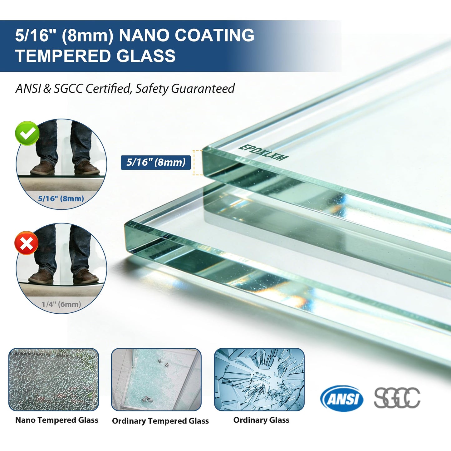 Frameless Shower Door with Soft-Close & Anti-Leak,5/16" (8mm) Double Sliding Shower Door,Nano Coating Anti-Explosion Film SGCC Tempered Glass 43"- 48" W x 76" H,Brushed Nickel