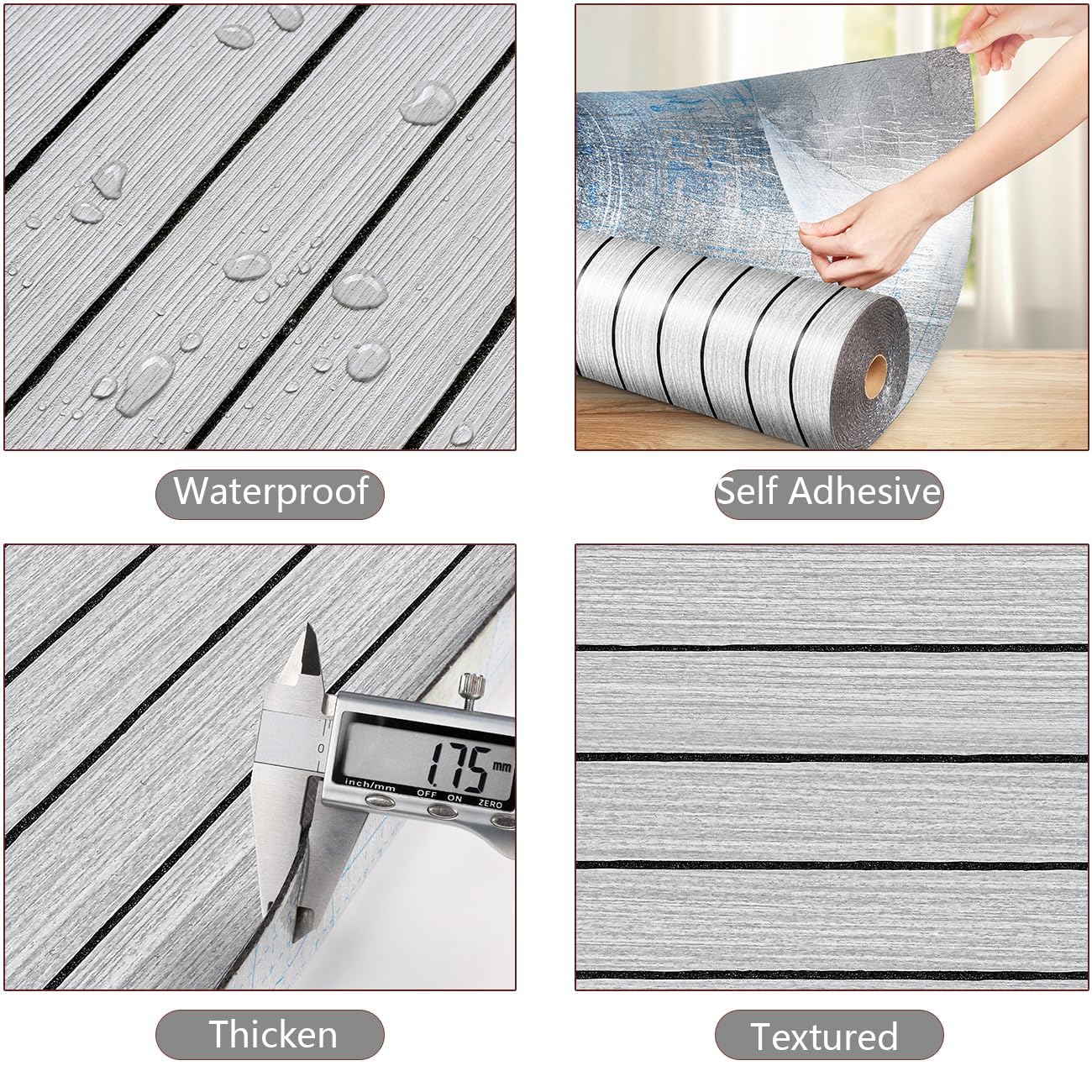 Yenhome 3D Textured Wood Slat Wall Panels, Soundproof Acoustic Panels for Interior Walls & Ceilings, Self-Adhesive Foam Panel with Grayish White Wood Modern Decor Office Home Theater Studio 12"X118"