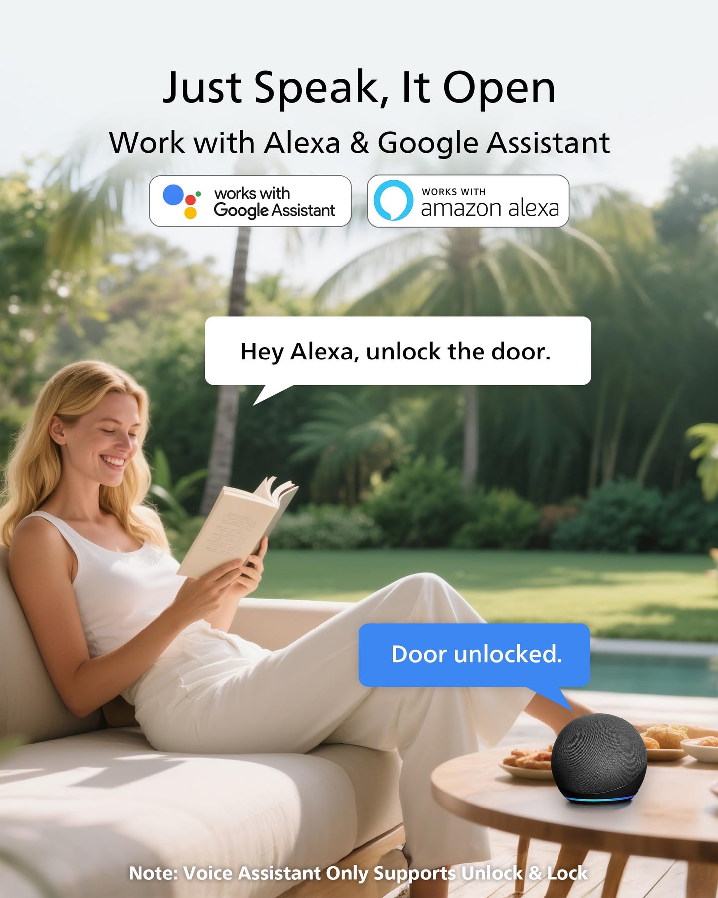Philips WiFi Keypad Door Lock with Handle, Built-in WiFi, APP Remote Control, Voice & Fingerprint Unlock, Smart Locks for Front Door with Auto Lock, Keyless Entry Deadbolt, Satin Nickel