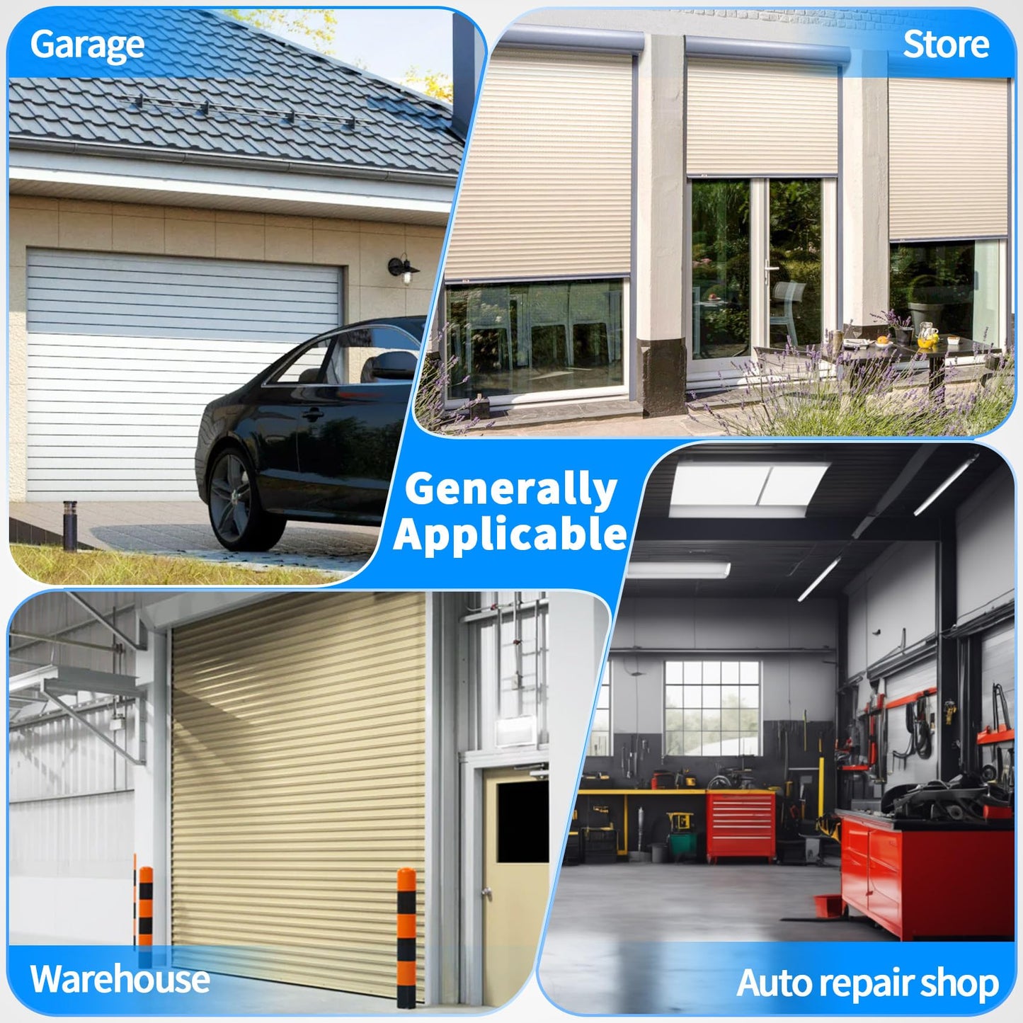 Roll Up Garage Door Opener with Remote,110V 50dB Automatic Rolling Door Opener,800N Side Mount Electric Motor for Garage,Warehouse,Barn,Shop - Easy Installation & Quiet Operation