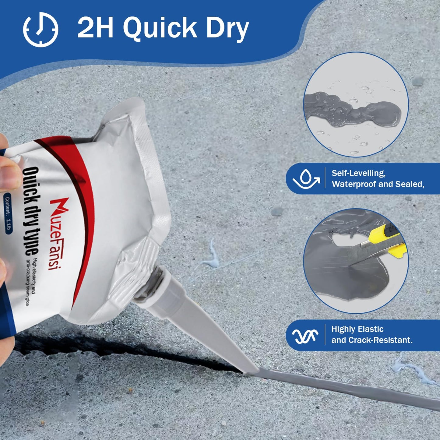Slab Concrete Crack Waterproof Repair Sealant, Concrete Crack Filler, Quick-Drying Sealing Adhesive,Weather-Resistant Caulking Glue (4 pcs)