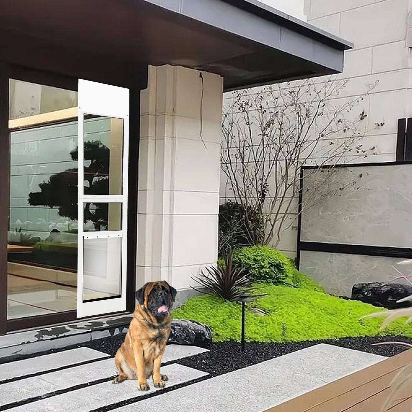 Extra Large Dog Door for Sliding Door,Adjustable Height 75.98"-81.1",Dog Door for Sliding Glass Doors XL,All-Metal Framed & Panel with Rotating Screws Can Slide Up and Down Along The Track