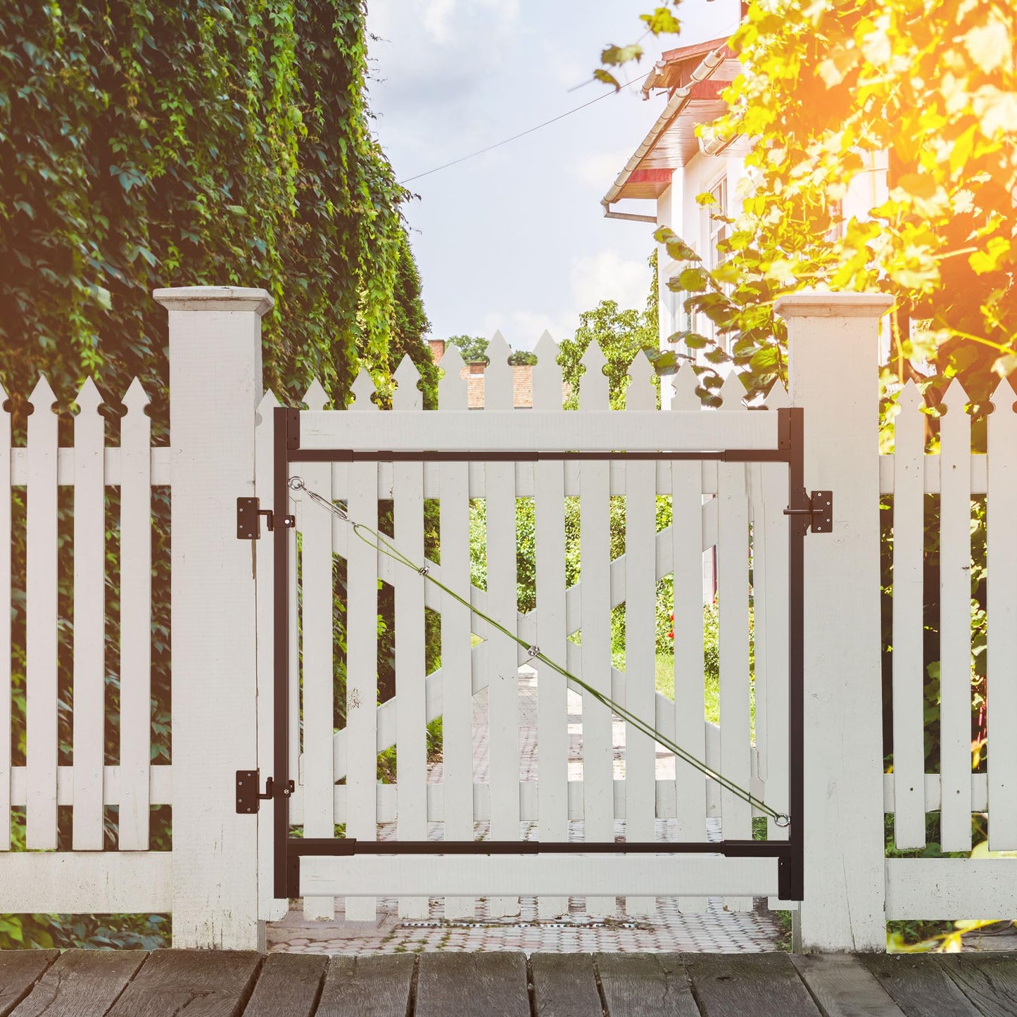 Steel Frame DIY Gate Building Kit,Fence Gate Kit Suit for 36-60" Wide Openings Up to 7 Feet High Fence,Fits 1" x 4" & 2"x4" Wood