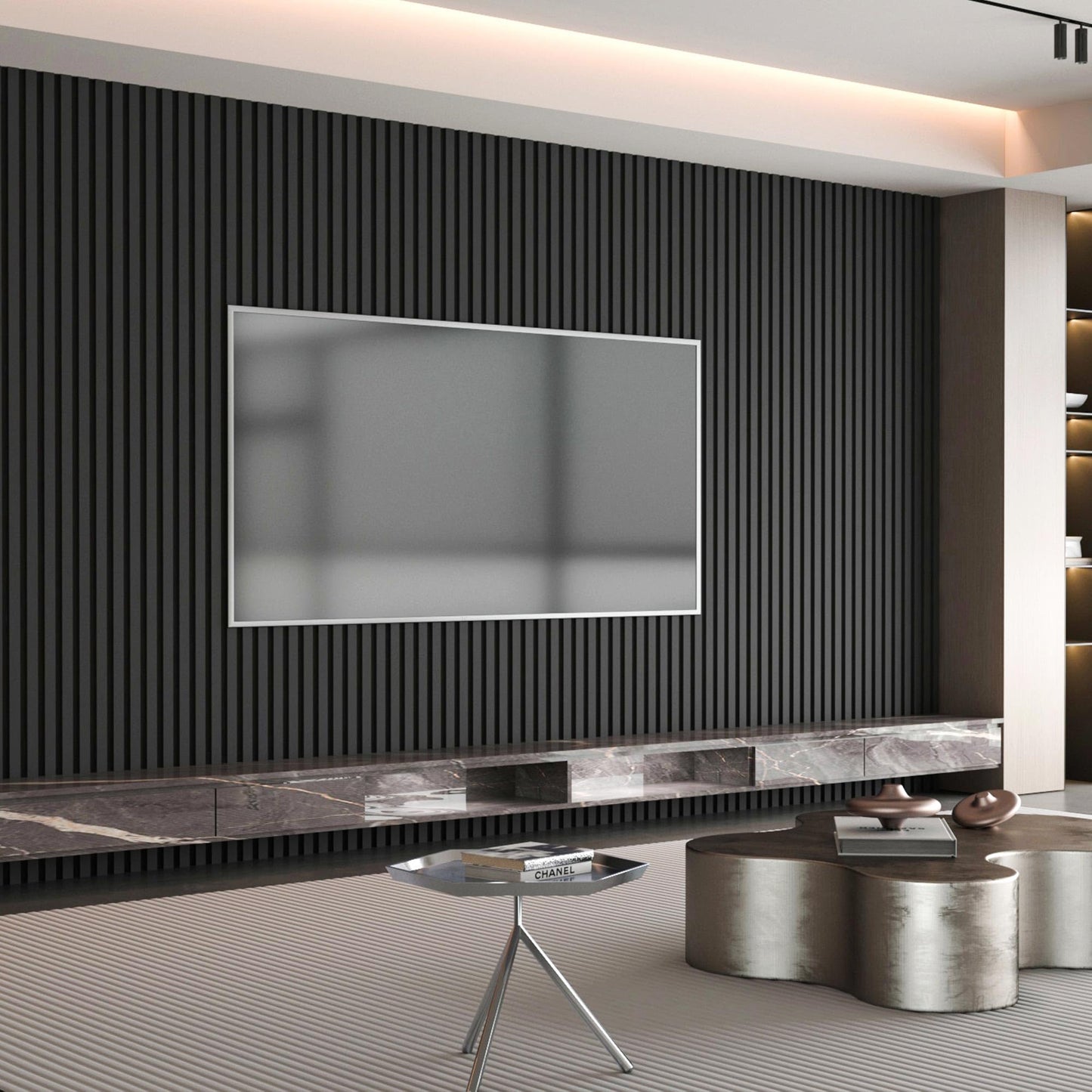 Art3d 16-Pack 48" x 6" WPC Wall Panels, Modern Accent Wall Paneling, Decorative Wainscoting Panels for Interior Wall Decor, Living Room, Bedroom, Office, Covering 32 Sq.ft, Black