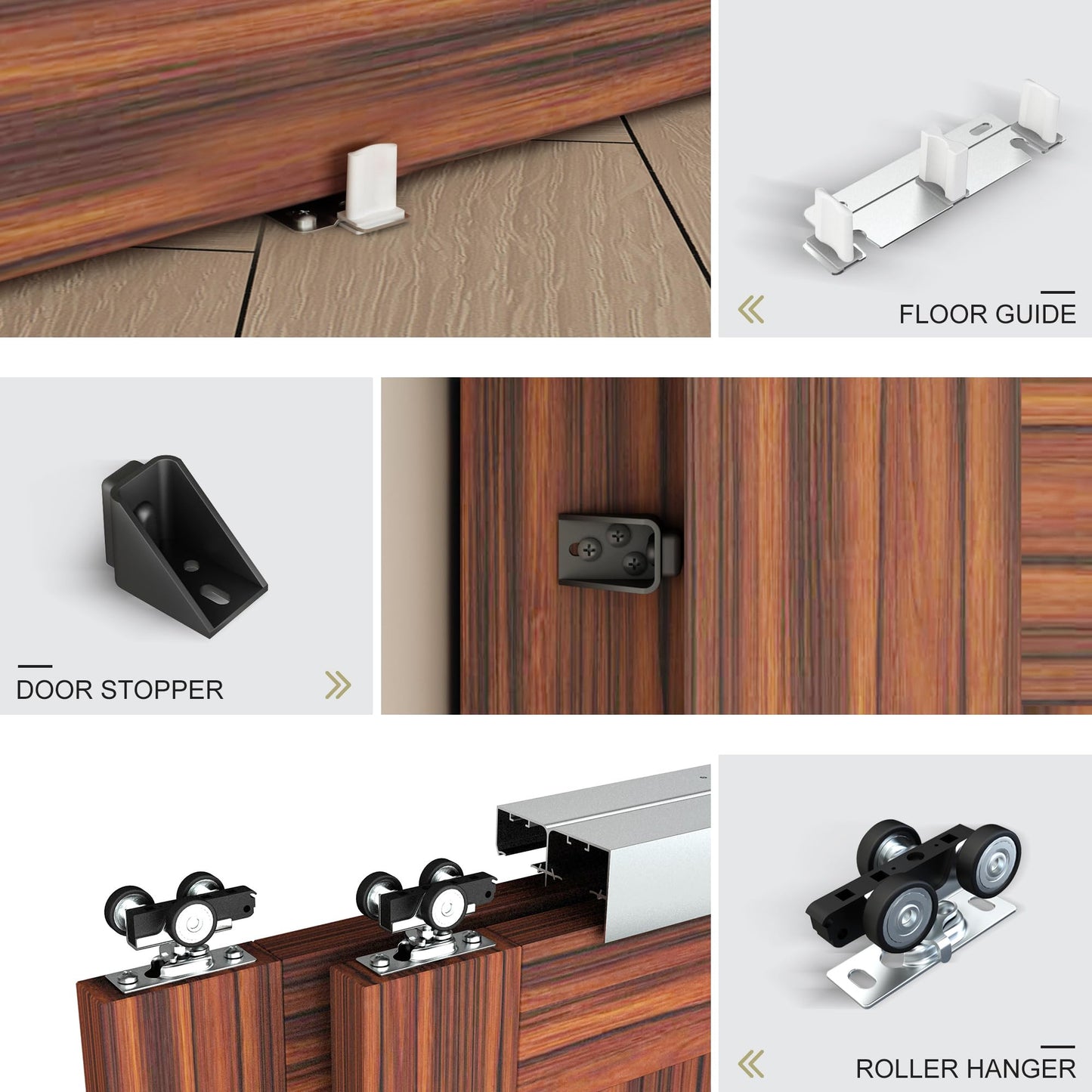 WEWORTH Heavy Duty Double Bypass Sliding Closet Door Track Kit Hardware 96”/8FT Aluminium Alloy Track Rail Set,for 2 Door System,Smoothly and Quietly,Silver