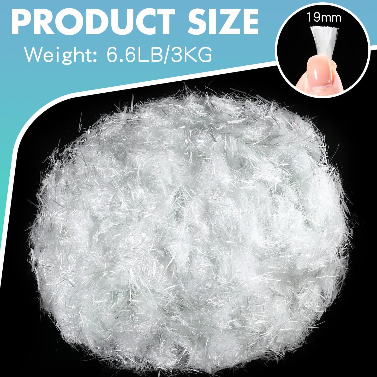 Frienda 6.6 Lb Fiberglass for Concrete Cement Mortar Mix Reinforcement Anti Seepage Anti Cracking Glass Fibers Concrete White Fiber Glass for Concrete Building Walls Garden Floor, 0.75 Inches/ 19 mm
