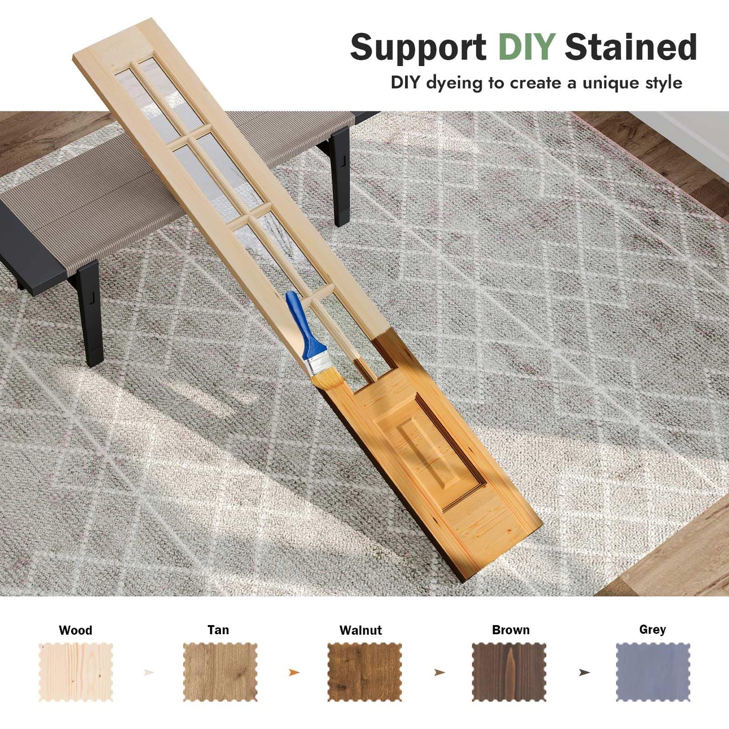 Roymelo Bifold Doors for 24"×80" Opening, Clear Glass French Interior Folding Barn Door with Concealed Hardware Kit Included, Spruce Wood Support DIY Dyeing, Preassembled Door, Save Space