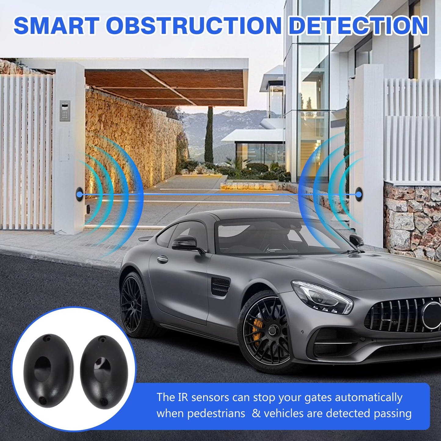 3300LBS Automatic Sliding Gate Opener with 6 Remote Controls,550W Electric Rolling Driveway Slide Gate Operator Hardware Security System Kit for Sliding Gate Up to 40 Feet (APP Control)