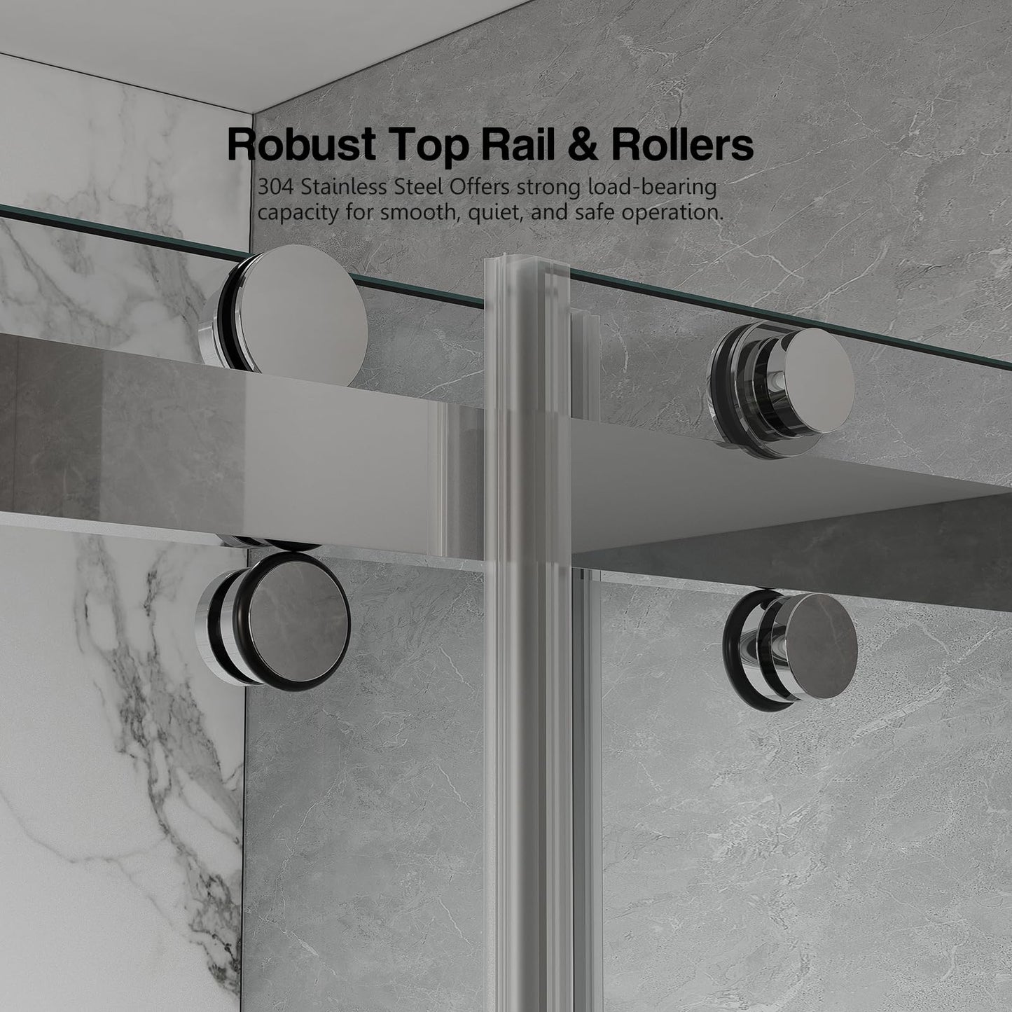 Dimaris 56-60.in W x 74.in H Frameless Shower Door, Shower Door with 5/16" (8mm) Clear Tempered Glass, Easy Sliding, Nano Coating, Stainless Steel, Chrome, Walk in Shower