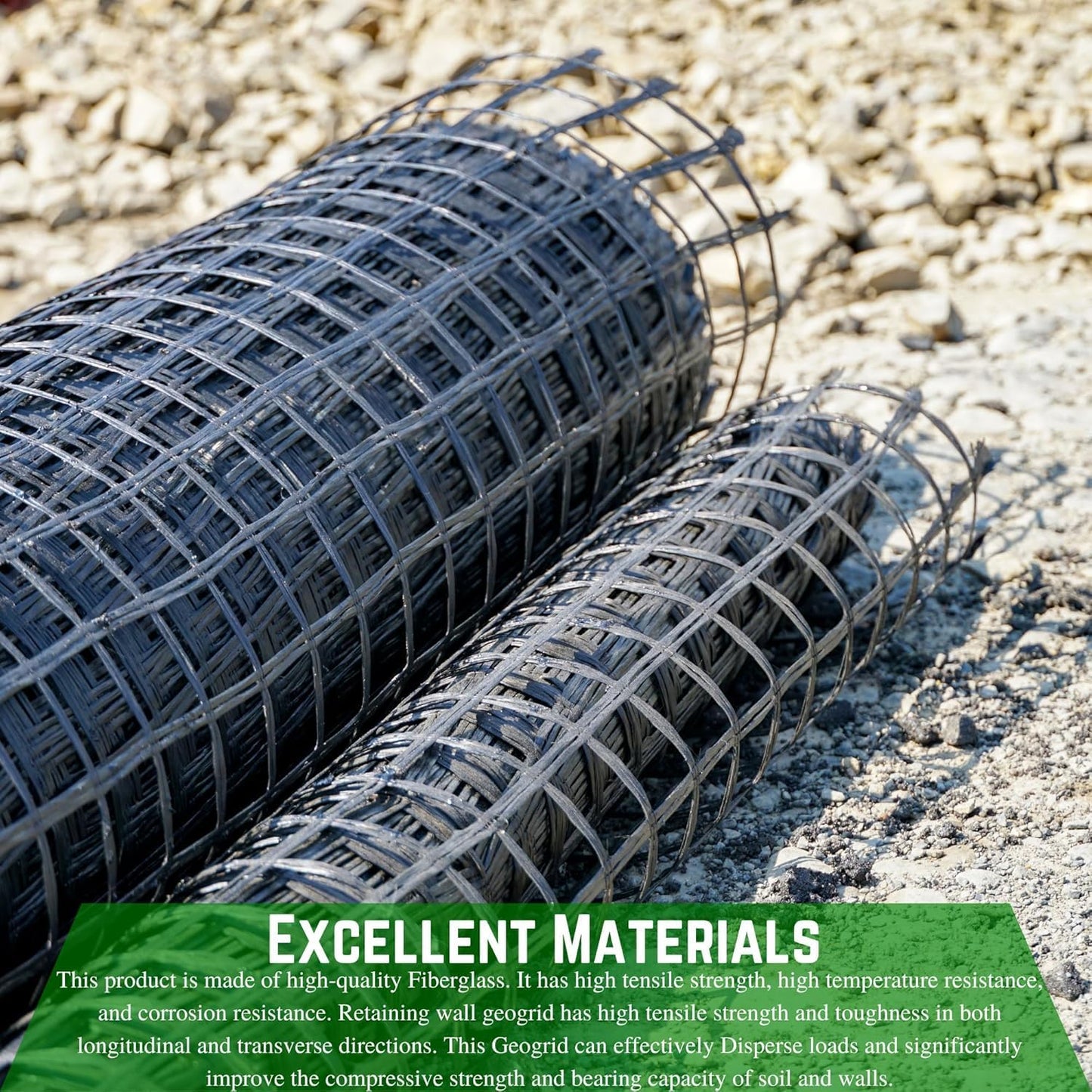 Farm Plastic Supply - Retaining Wall Geogrid Roll 6.25' x 288' - Bi-Directional Geogrid Retaining Walls Gravel Grid for Reinforcement Slope Driveway Stabilization Grids Gravel Grid Walls