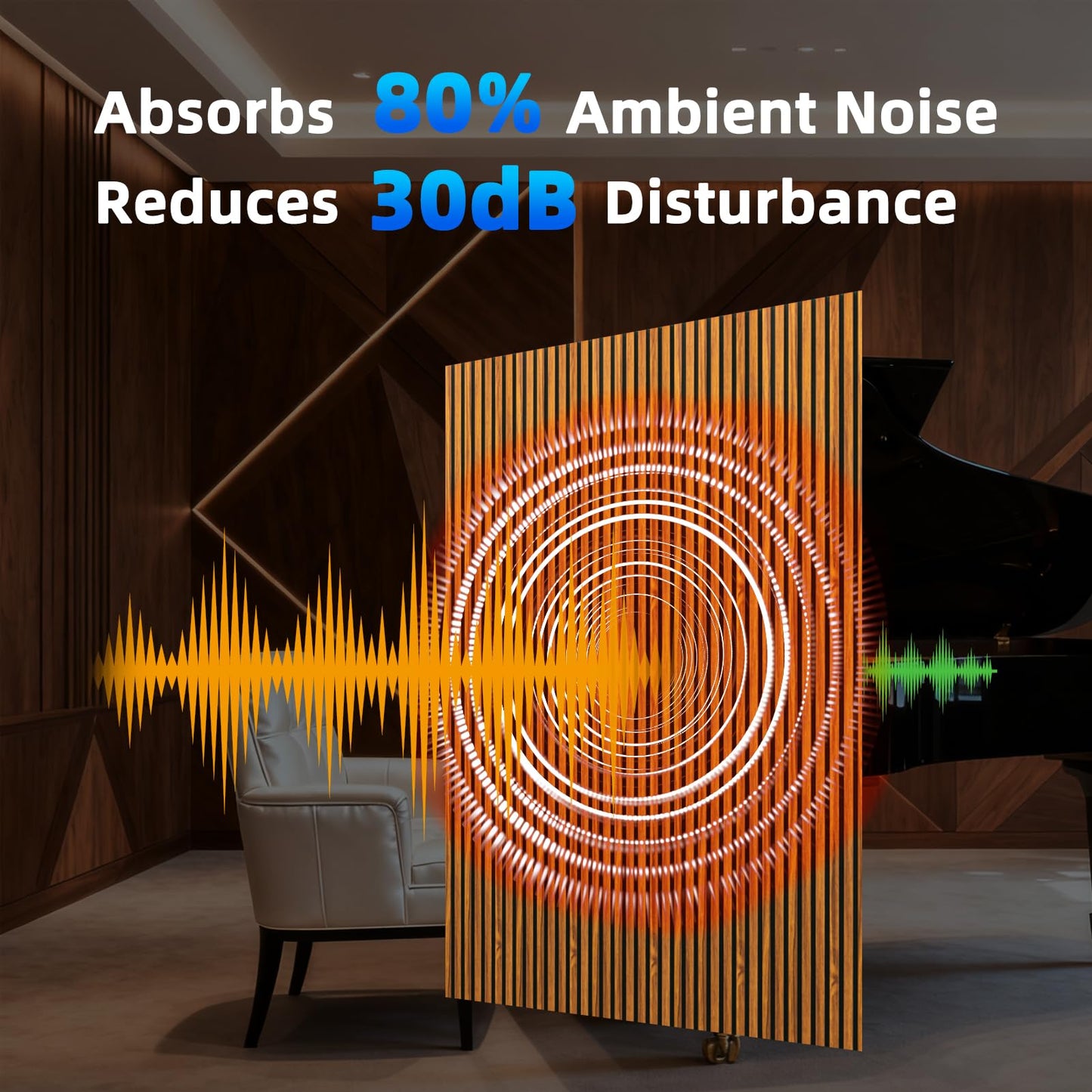 Art3d 4-Piece 94 x 12.6 Inch Acoustic Lightweight Slat Wall Panel - Waterproof Wood Textured Wainscoting Panel of 33 Sq.Ft for Bedroom, Home Theater Office Accent Wall, Teak