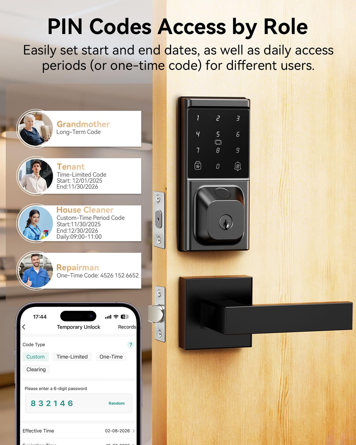 IBLOG Smart Deadbolt Lock with 2 Lever Handles, Keyless Entry Door Lock Set, Fingerprint, Touchscreen Keypad, APP Control, Temporary Passcode, Auto Lock, IP54 Waterproof, Easy Install for Front Door