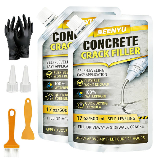 Concrete Cement Crack Filler Self-Leveling Sealant, Waterproof Fast-Drying Concrete Sealer Repair, Flexible Easy DIY Crack Seal Gule for Driveway, Sidewalk, Patio, Garage Floor, Asphal -2PC