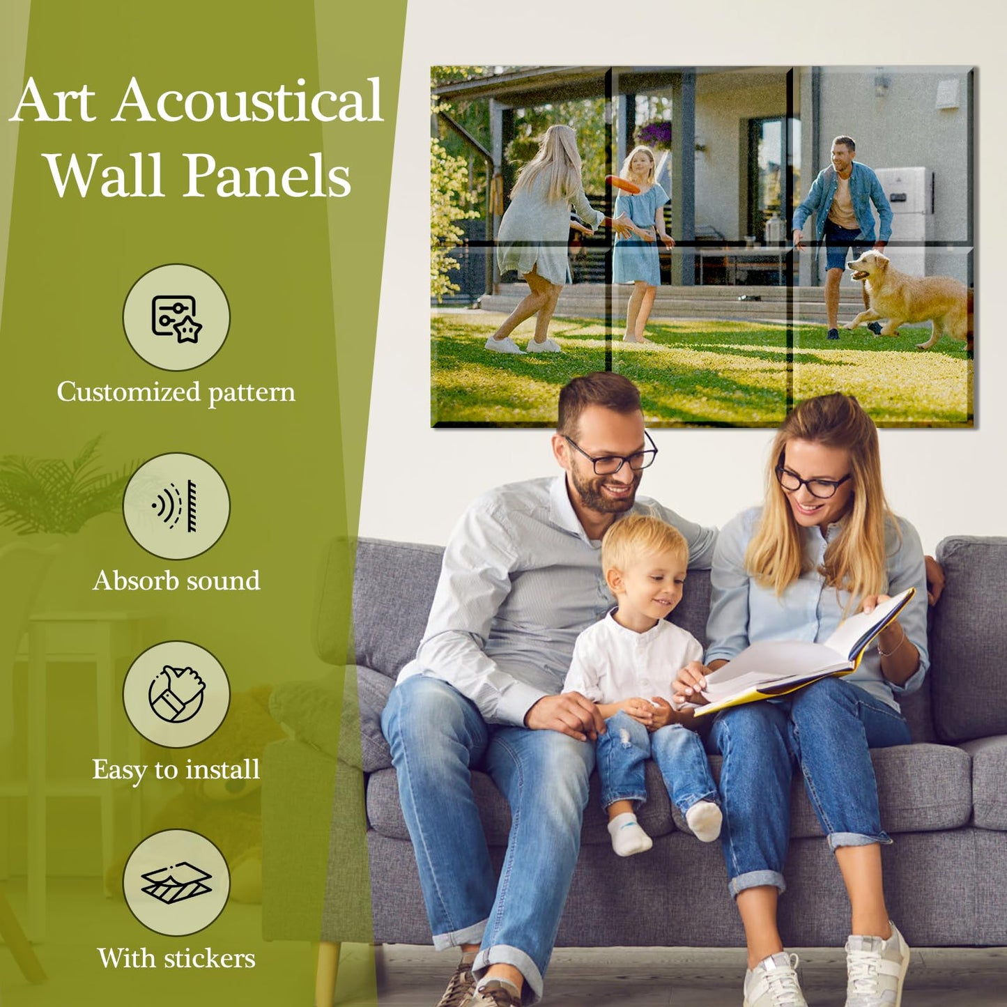 Personalized Soundproof Wall Panel, Custom Art Acoustic Panels Customized Acoustic Pannel Wall Art for Living Room Home & Office Decor 12 Inch X 12 Inch X 0.4 Inch (35.4INCH*23.6INCH 6PCS)