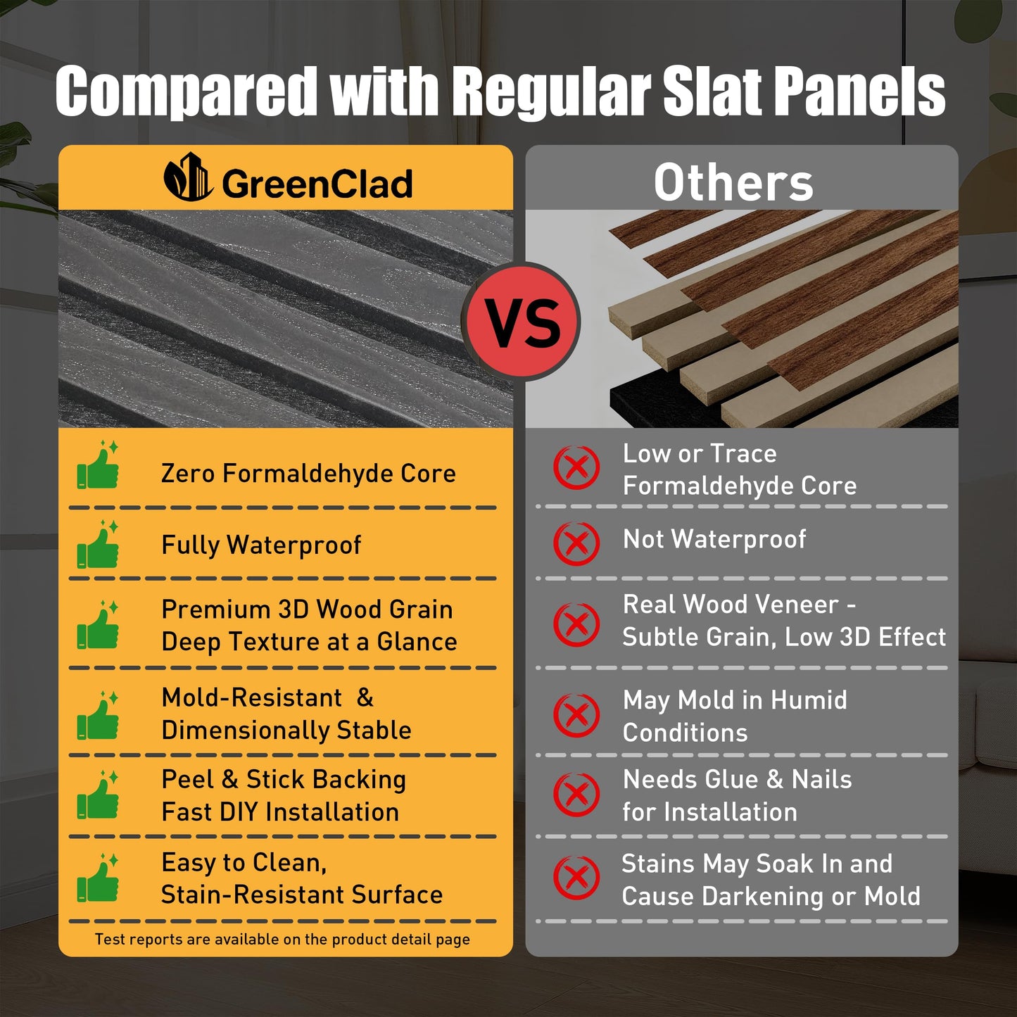GreenClad Peel & Stick Acoustic Wood Slat Wall Panels – 23” × 23” 3D Wood-Grain Soundproof Panels, 4 Pack – Waterproof Decorative Noise-Reducing Wall Panels for Home Office & Studio (Ebony Black)