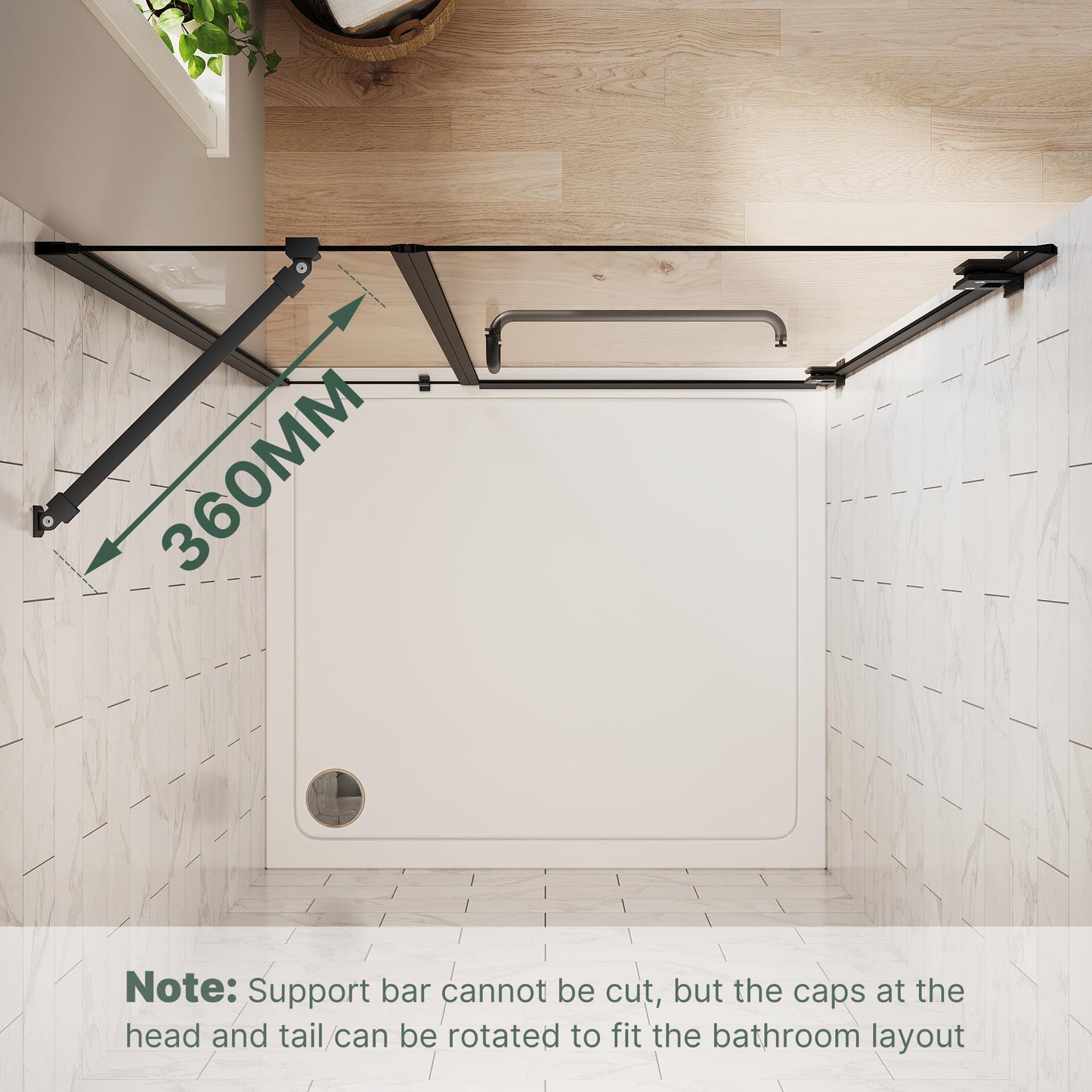 ELEGANT Frameless Shower Door 42'' W x 72'' H, Pivot Swing Glass Shower Door with 1/4'' Tempered Glass, Matte Black