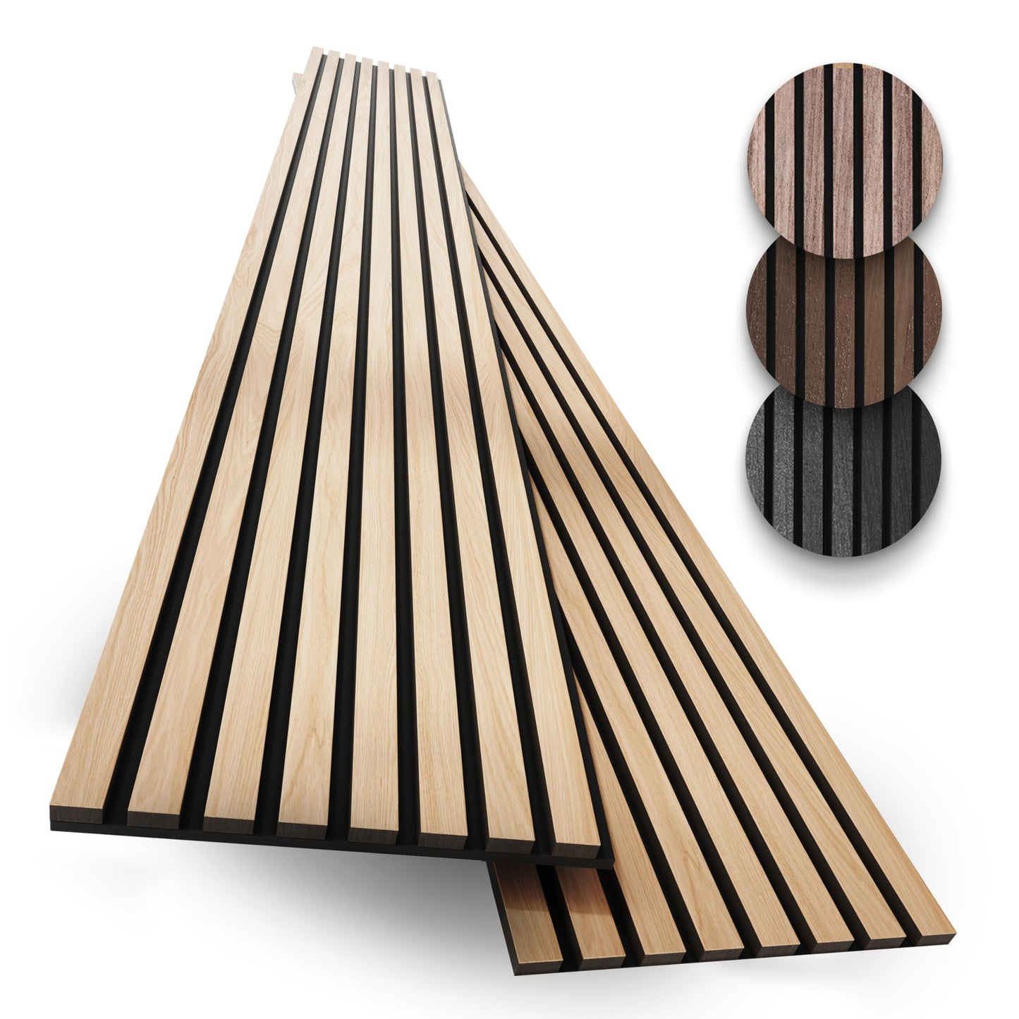 2-Pack Wood Panels for Wall - Acoustic Wood Slat Wall Panels, Soundproof Wooden Paneling for Interior Decor