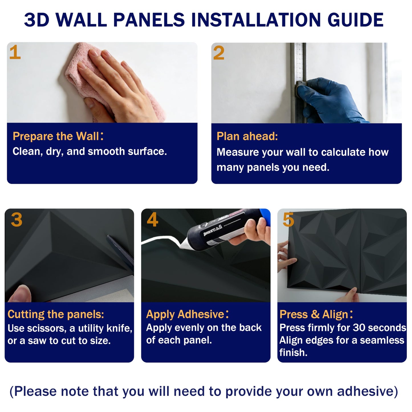 janasse 3D Wall Panel for Interior Wall Decor, PVC Wall Panels for Living Room Bedroom Game Room, Black Wall Panels for Lobby Hotel Office, 12''x12'' Cover 19.Sq.Ft.(20 Packs)