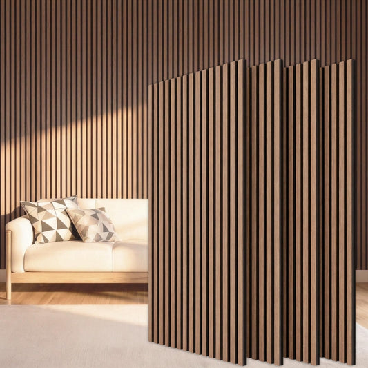 TONOR Wood Slatwall Panels, 4 Pack 47.2" x 23.6"/ 120 x60cm(31ft²) Acoustic Wall Panels, Wood Slat Acoustic Panels for Noise Cancelling and Decoration, Living Room, Bedroom, Office, Walnut