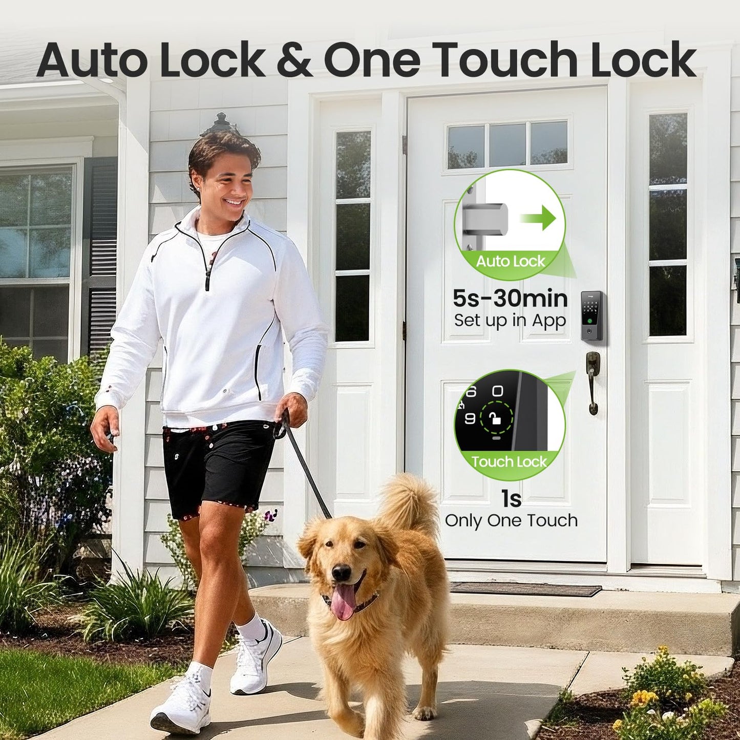 GHome Smart WiFi Deadbolt Locks for Front Door, 5-in-1 Fingerprint Keyless Entry Door Lock, Indoor Smart Lock for Home Hotel with 10000mAh Battery, Work with Alexa & Hey Google, App Control, Auto Lock