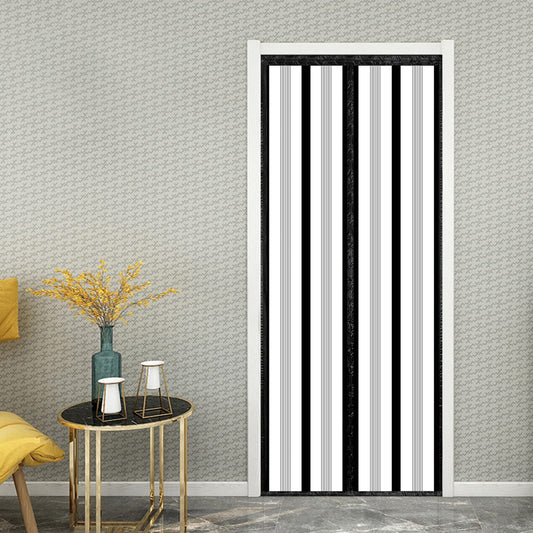 Insulated Door Curtain, Magnetic Thermal Door Cover Screen Door Self-Closing Privacy Magnetic Screen Door Hands Free for Patio, Kitchen, Bedroom, Air Conditioner Room, Fits Doors up to 36" x 82",Black