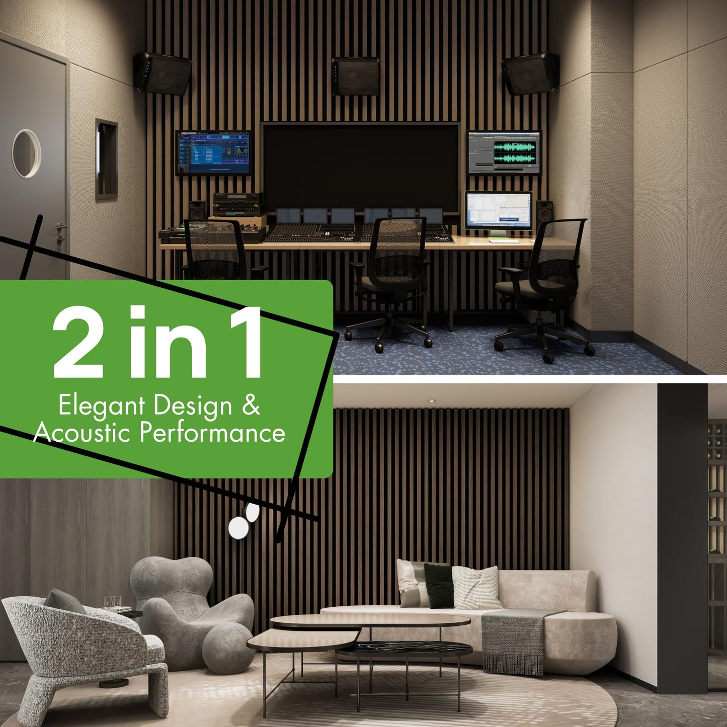 Art3d 4-Pack 12" x 93" Soundproof Wood Slat Panels, 31 sq.ft Acoustic Wall Panels, 3D Wall Panels with Wood Slat Design, Decorative Wood Wall Panel for Accent Walls-Deep Walnut