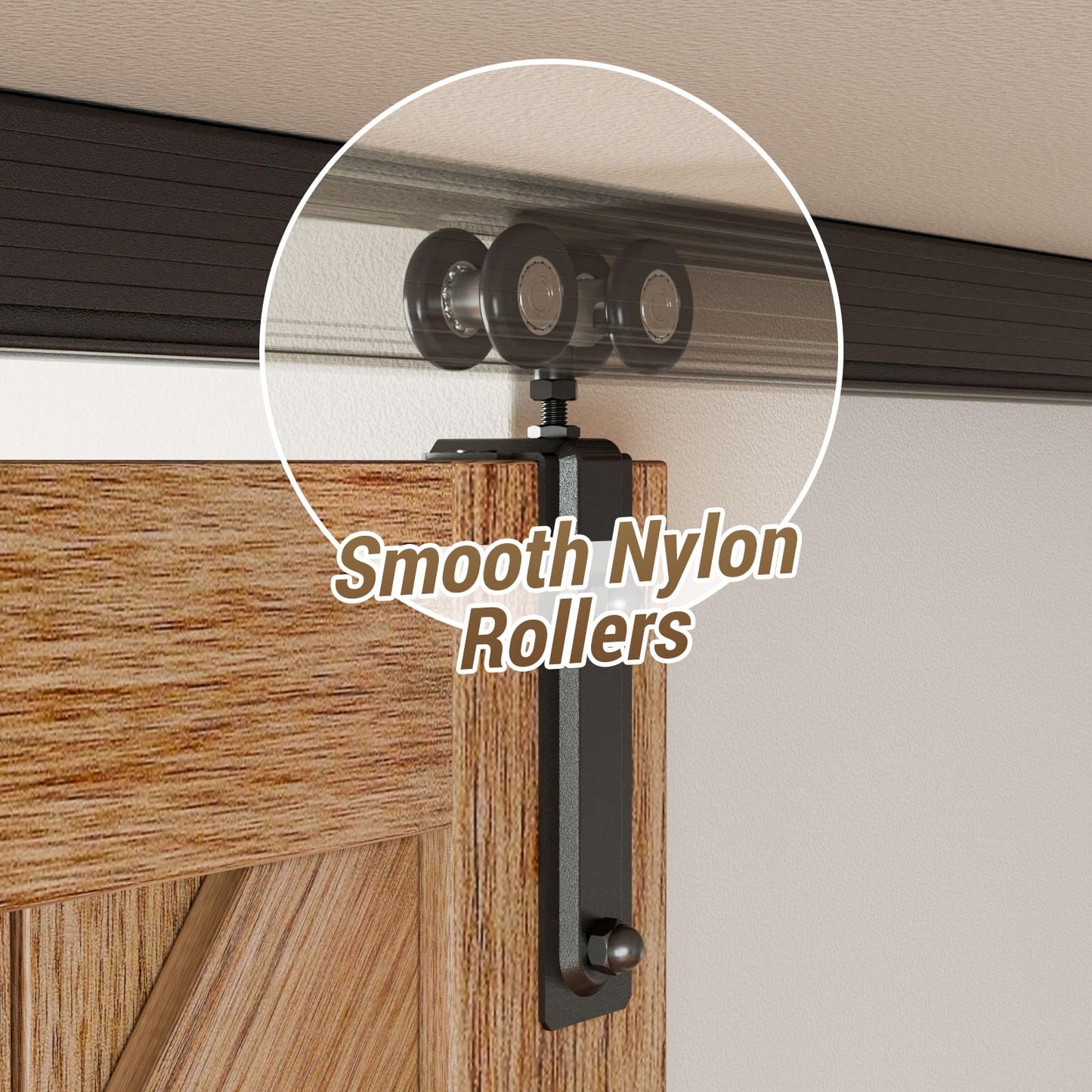 FLYVLIEG 6.6FT Ceiling Mount Box Rail Barn Door Hardware Heavy Duty Sliding Barn Door Track Kit for Single Door, Aluminum Alloy, Easy Install (No Door)