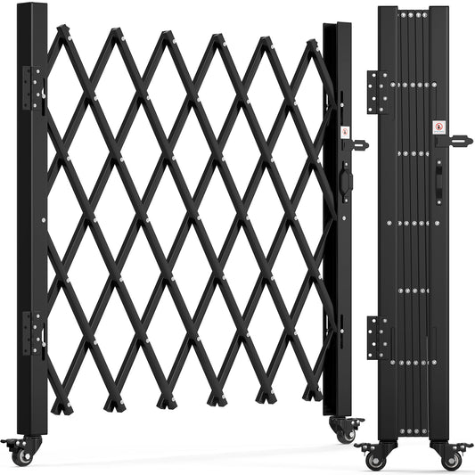 YITAHOME Single Folding Security Gate, 50" Hx75 W Folding Door Gate, Flexible Expanding Security Gate, Steel Safety Gates, 360° Rolling Barricade Gate, Scissor Gate with Padlock, Aluminum Alloy Mesh