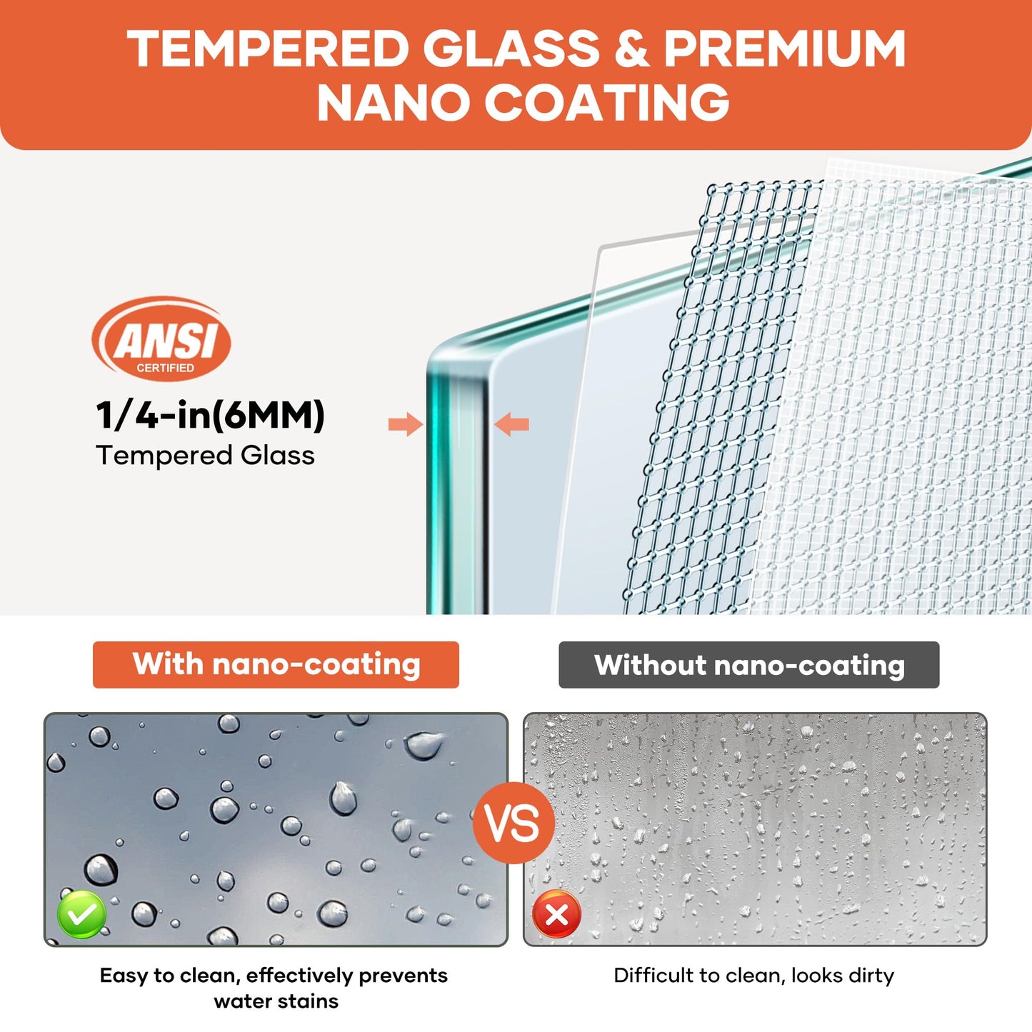 chunnwin Frameless Double Sliding Shower Door 56-60" W x 76" H, 1/4"（6mm） Tempered Glass Two Horizontal Handles Easy Clean Stainless Steel Hardware Brushed Nickel