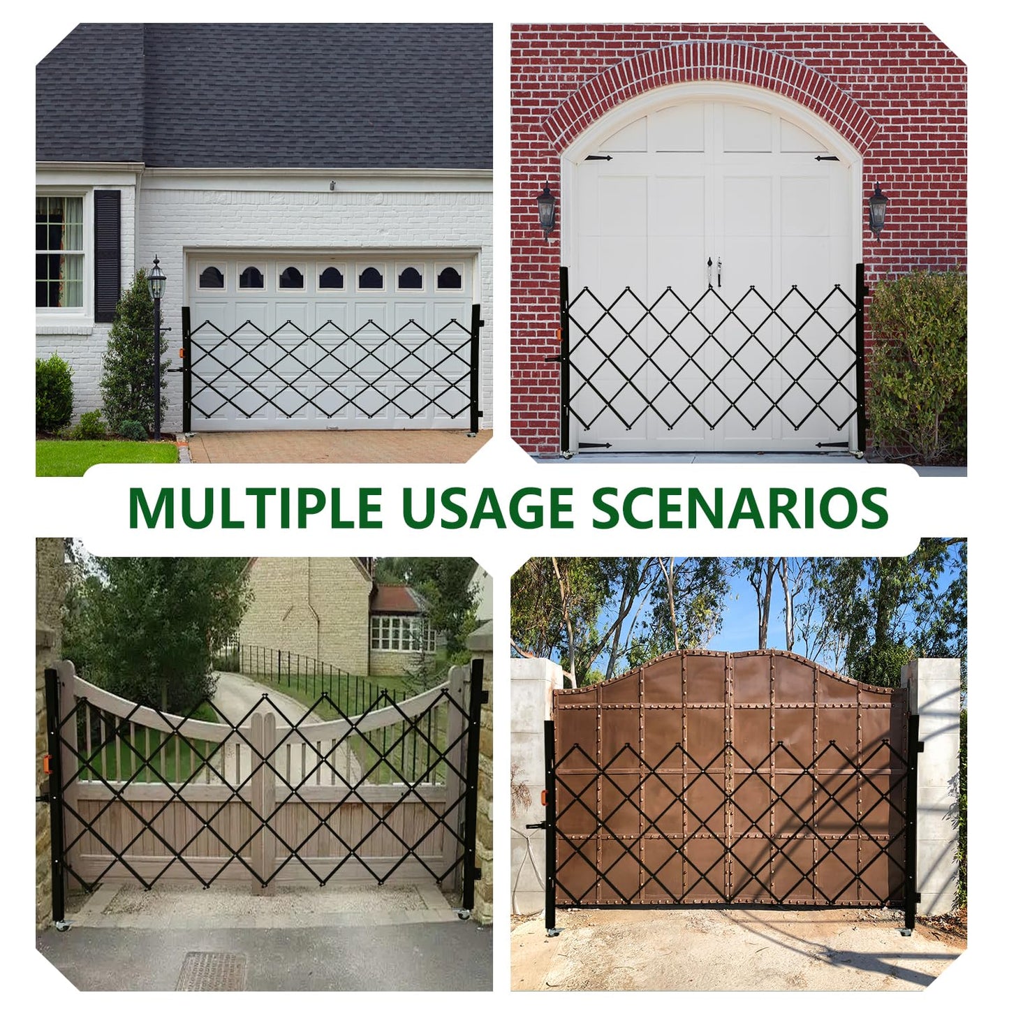 LTSEAME Folding Security Gate with Lockable Scissor Design and 360° Swivel Casters Outdoor Barricade for Entry Security, Garage, Warehouse, and Pool Areas (75“Wx75 H)