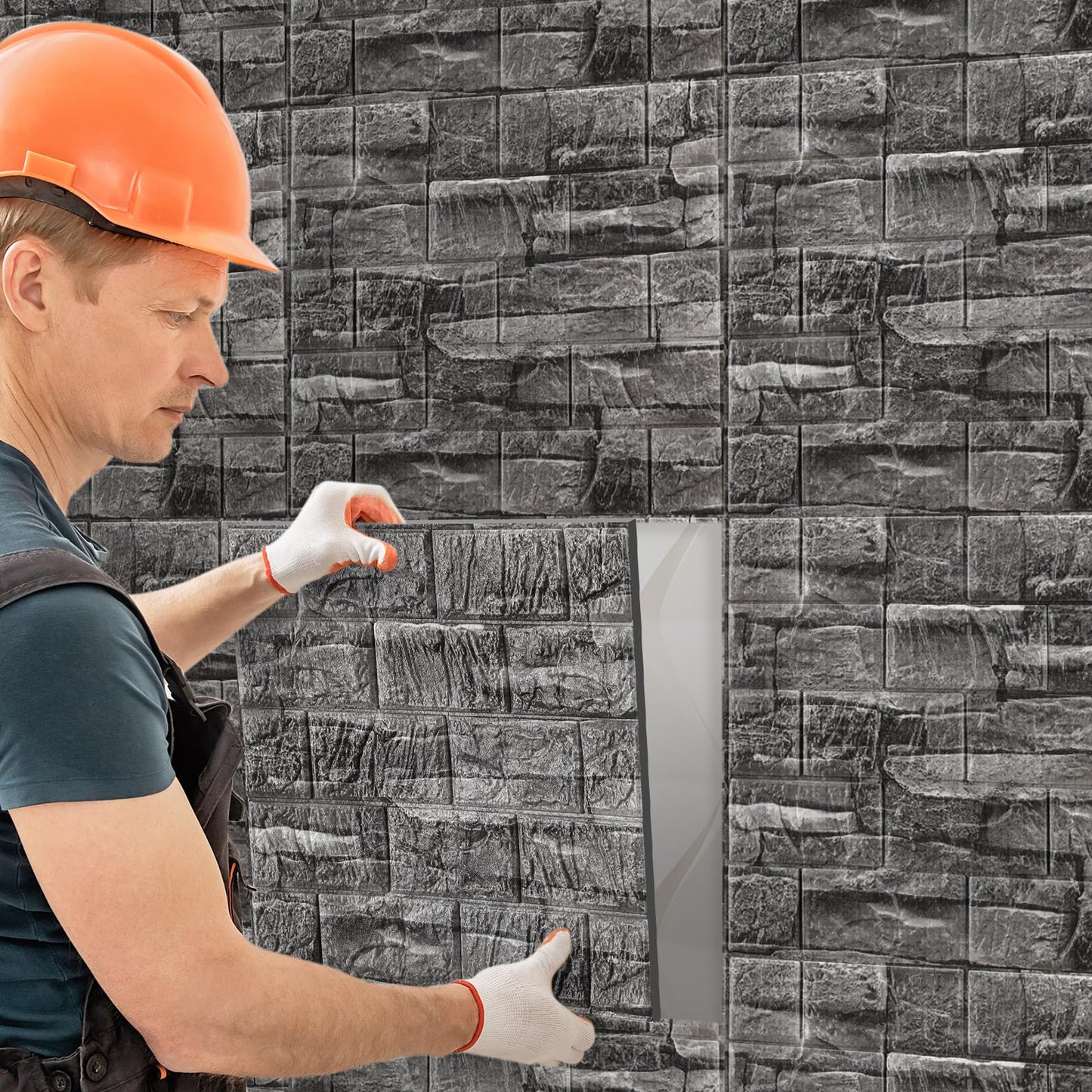 Tinlade 30 Pcs 28.81 Sq ft 3D Wall Panels Peel and Stick Foam Brick Wallpaper Printable Faux Brick Wall Panels Decorative Self Adhesive Tiles Waterproof(Rock Black)