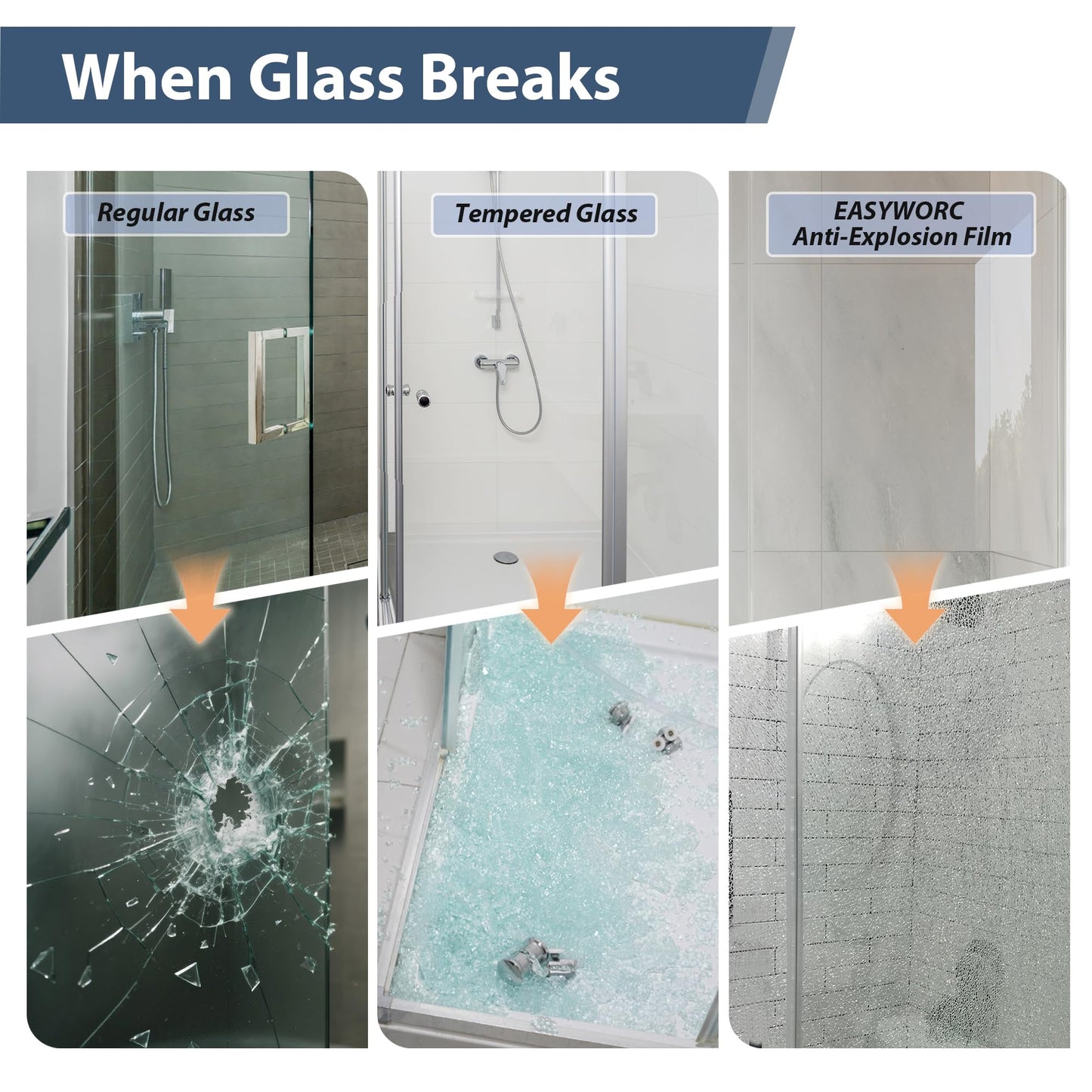 EASYWORC Frameless Glass Shower Door, 55-60" W x 76" H Sliding Frameless Shower Door, 1/4''(6mm) SGCC Tempered Glass, Explosion-Proof Film Nano Coating, Stainless Steel Hardware, Brushed Nickel
