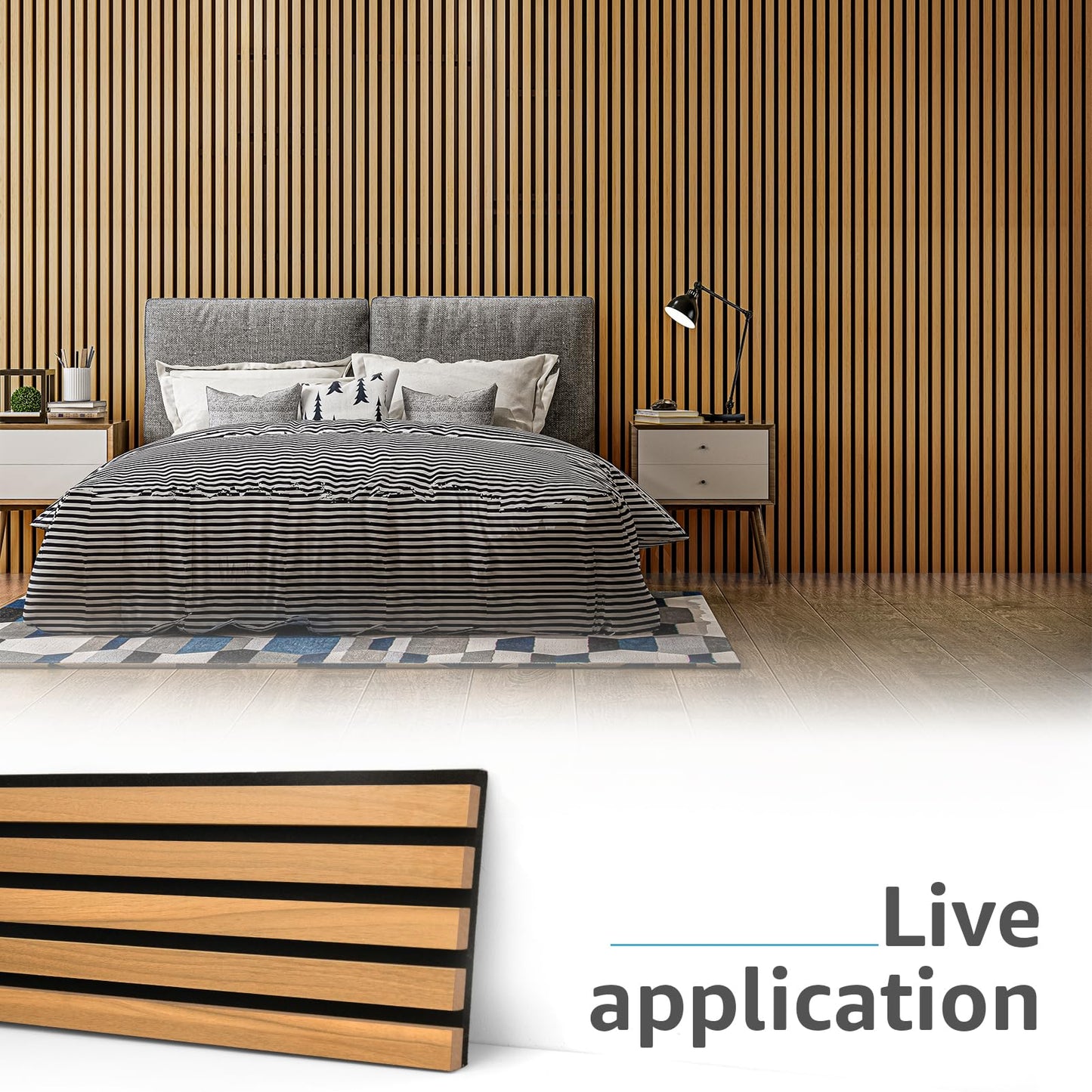 Art3d 6-Pack Acoustic Wood Slat Wall Panels for Interior Decor, 3D Fluted Sound Absorbing Wood Paneling for Accent Wall Ceiling Kitchen Living Room Bedroom Office, 94.5 x 7.9 inch Warm Teak