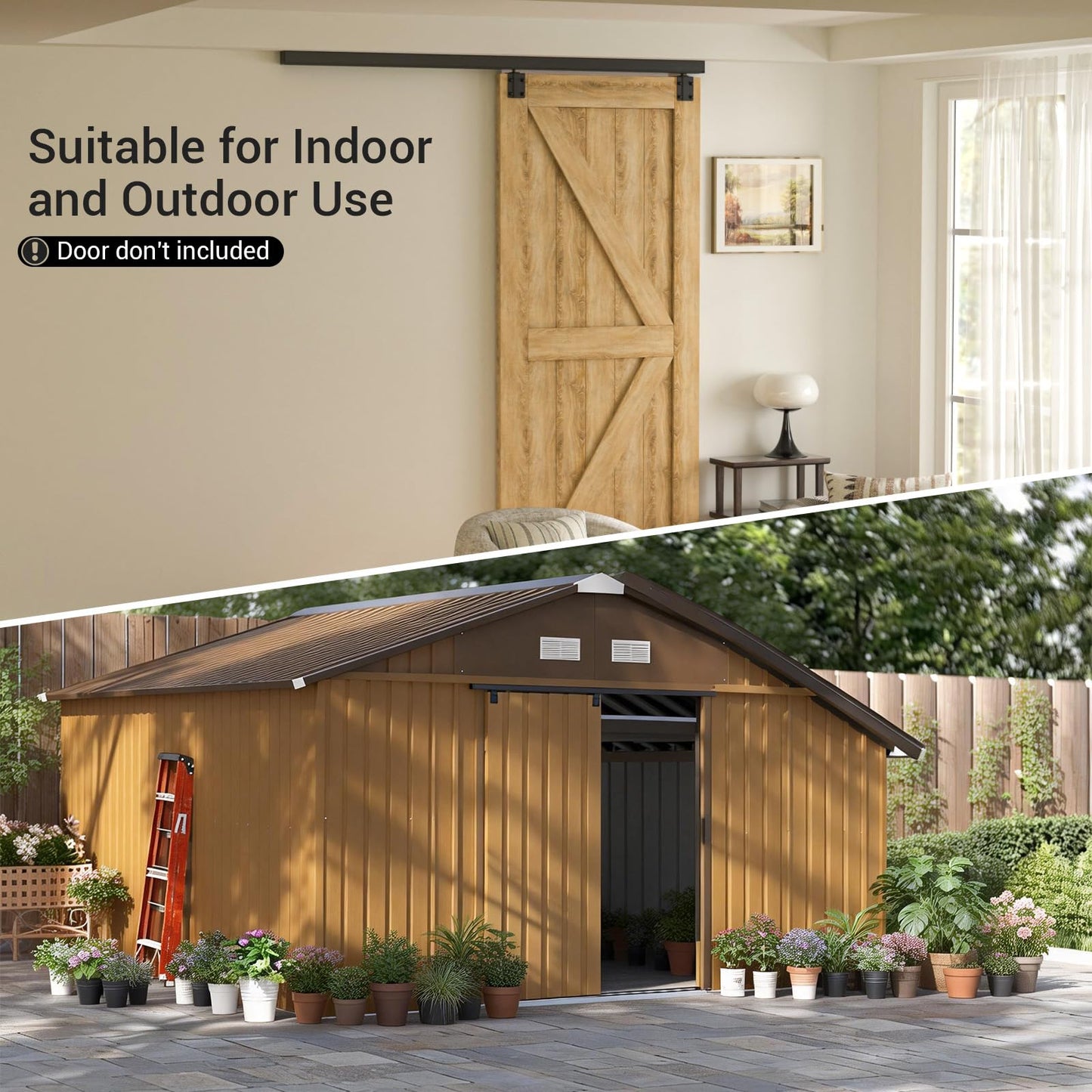 FLYVLIEG Heavy Duty Sliding Barn Door Track Kit, Ceiling Mount Box Rail Barn Door Hardware Kit for Single Door, Easy Install, 6.6FT(No Door)