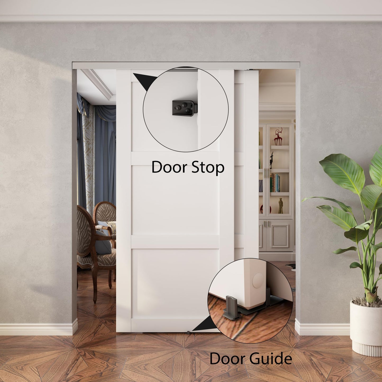 Sdstone Heavy Duty Bypass Door Hardware 60"/5FT,Aluminum Sliding Closet Door Track Hardware for Cabinet Closet, Pocket Door Track Rail Set, Smoothly and Quietly
