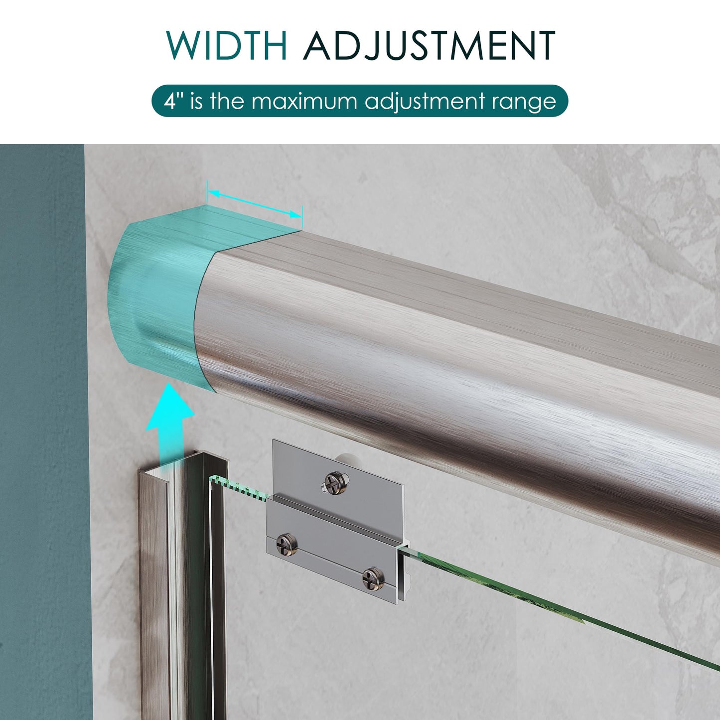 ELEGANT Double Sliding Shower Door 44-48" W x 72" H, Semi-Frameless Bypass Shower Glass Door with Dual Towel Bar Handles, 1/4" Tempered Glass for Walk-in Shower, Brushed Nickel