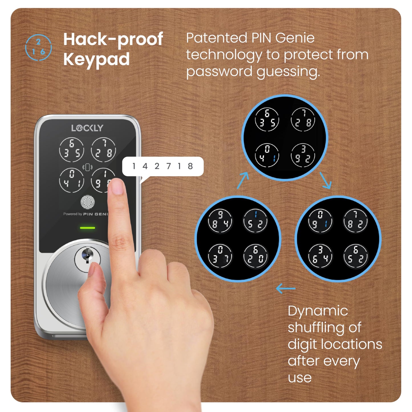 Lockly PIN Genie Pro Zeno Series Smart Lock, Keyless Entry Door Lock with Apple Home Key, Built-in Wi-Fi Keypad Deadbolt Locks for Front Door, App Remote Control, IP65 Weatherproof, Easy Installation