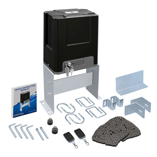 SereneLife Automatic Kit-Electric Rolling Driveway Opener w/Complete Hardware Security System,2 Remotes,Auto-Close,for Sliding Gate Up to 26 Ft/1,322 Lb-SereneLife SLGATEOP,Standard