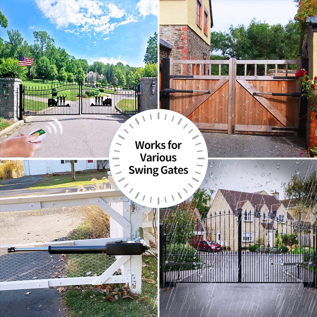 TOPENS PW502 Automatic Gate Opener for Medium Duty Dual Swing Gates Up to 16ft per Arm, Dual Swing Gate Operator AC Powered with Remote Control Kit Gate Motor Solar Compatible