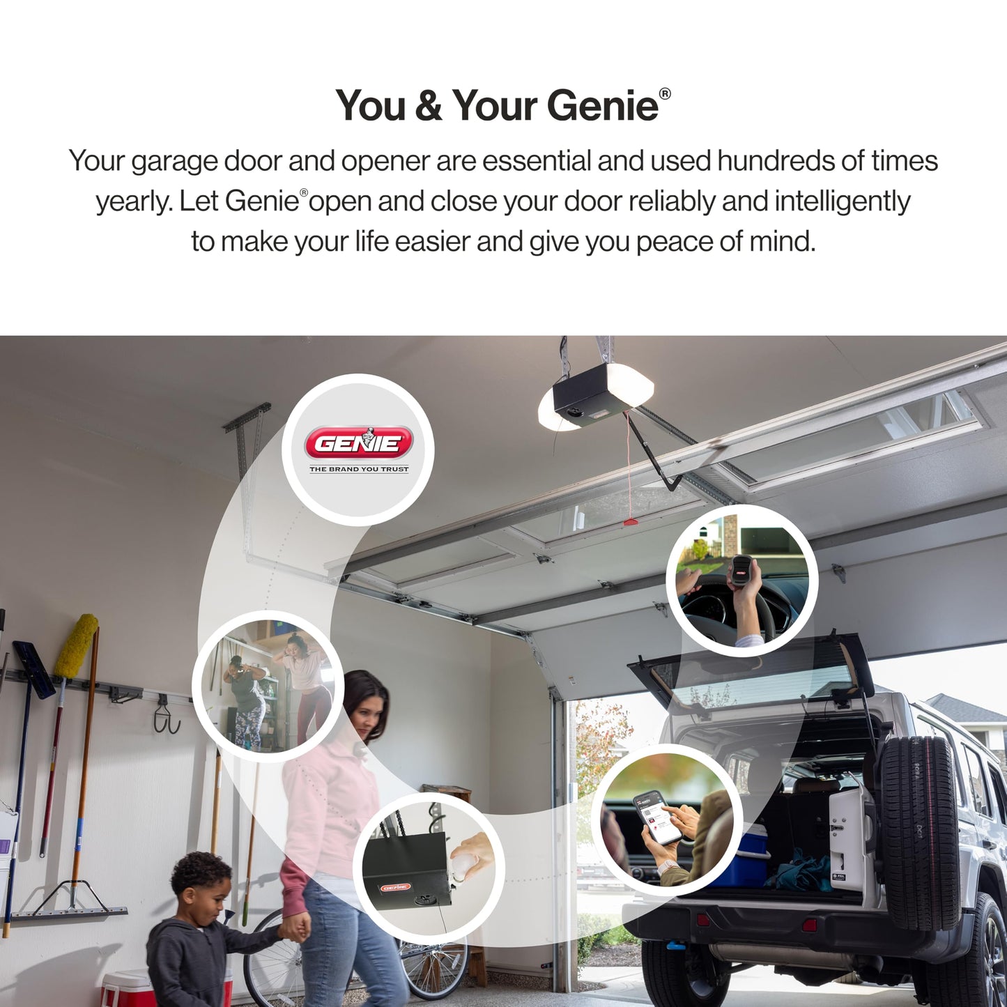 Genie Smart Garage Door Opener with WiFi - Chain Drive with LED Lighting - Works with Alexa, Google Assistant, SmartThings - Includes Remote, Sensors - Model Chain Glide Connect - Black