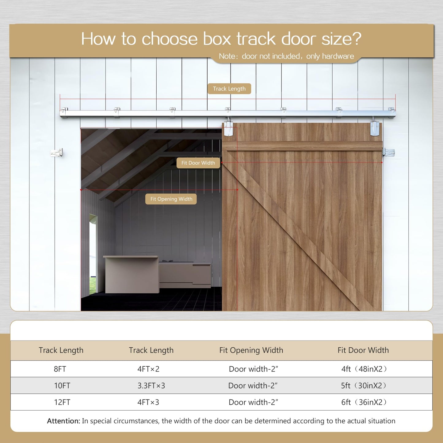 HARDJULAN 10FT Heavy-Duty Galvanized Steel Exterior Sliding Barn Door Hardware Kit, 450 lbs Capacity,Kit for Outdoor,Fit for MAX 1 Door Width 60in