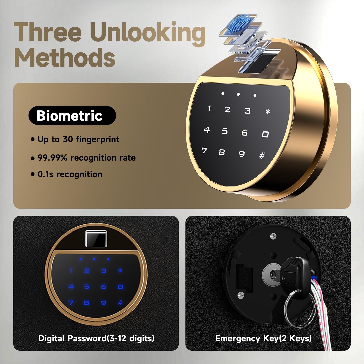 KAER 23-25 Biometric Gun Safe, Wider and Deeper Fingerprint Gun Safes for Rifle and Pistols, Large Quick Access Heavy-Duty Gun Cabinet for Firearm Ammo with Drawer & Gun Rack, Assembled