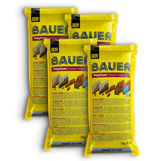 Bauer Instant Polymer Cement 4-Pack - Ready-to-Use Alternative to Mortar & Adhesives - Versatile for Concrete & Stone Tile Crack Repair & Brick Repair, Convenient & Durable