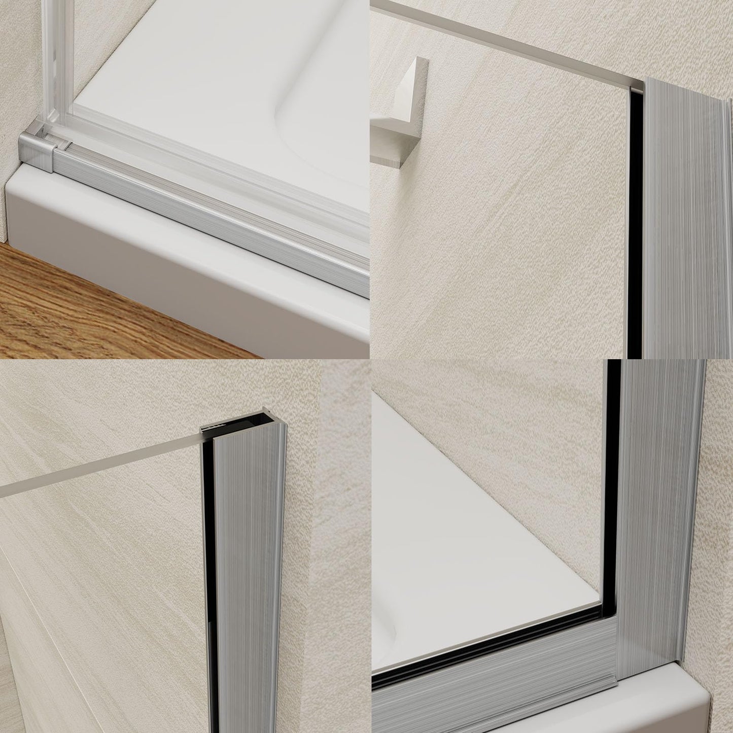 Pivot Swing Shower Door, Adjustable Width 59-60" W x 74" H Semi-Frameless Shower Glass Door with 5/16 in Clear SGCC Middle Frosted Tempered Glass with Nano Easy-Clean Coating (Brushed Silver)