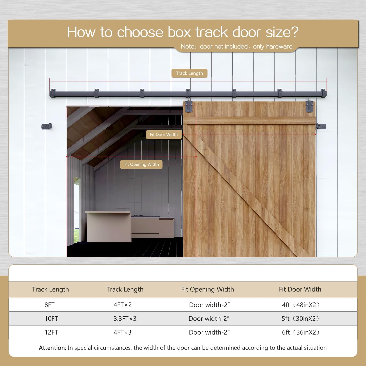 HARDJULAN 12FT Heavy Duty Box Rail Exterior Sliding Barn Door Hardware Kit, 450 lbs Capacity, Black Powder Coated Finish,Kit for Outdoor,Fit MAX 1 Door Width 72in