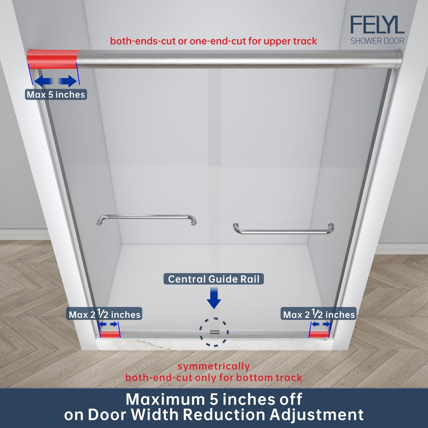 FELYL Frosted Double Sliding Shower Door 49-54" W x 72" H, Brushed Nickel, Bypass Shower Door, Framed, 1/4" (6mm) Tempered Glass