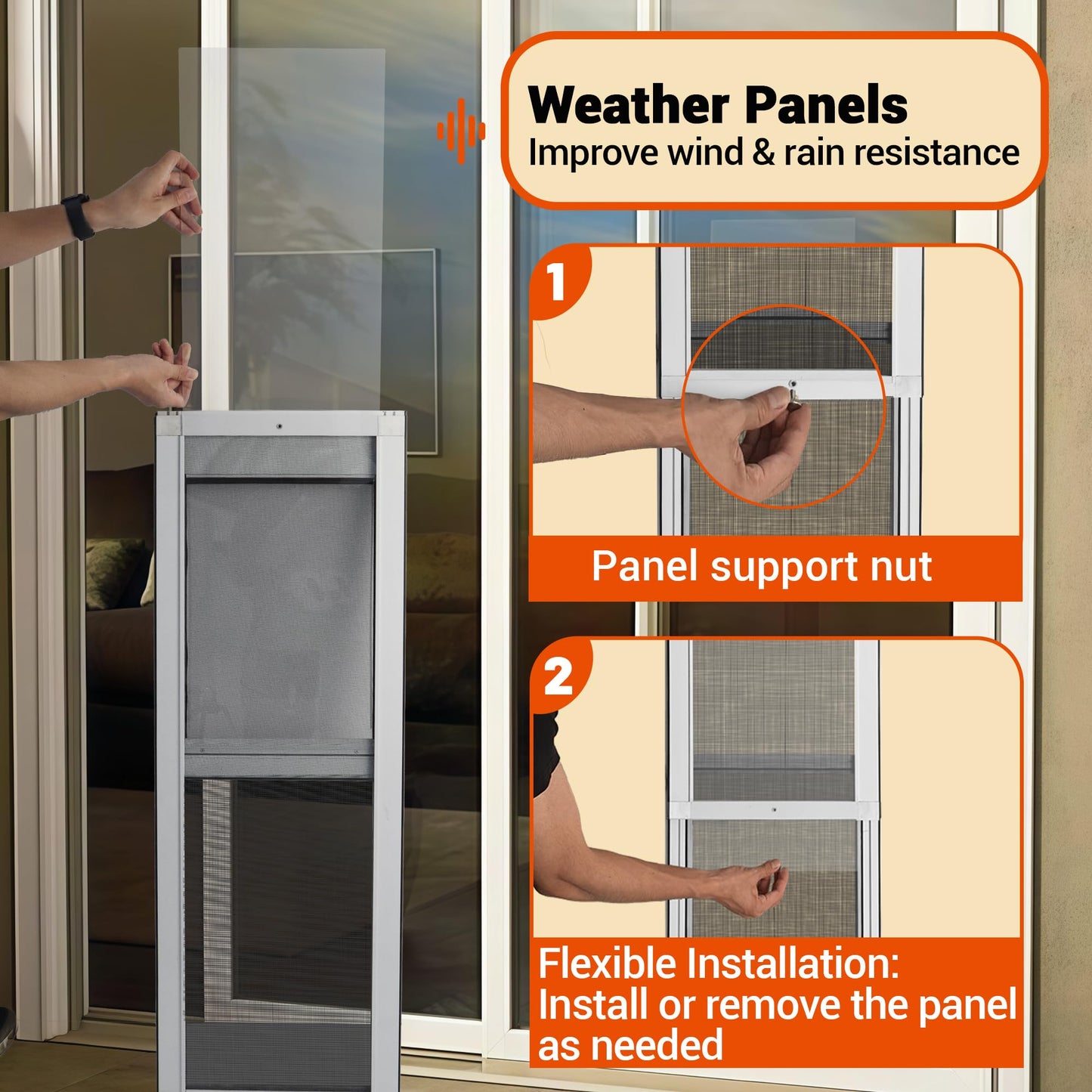FAMIGRO XL Dog Door for Sliding Glass Door, Extra Large Patio Doggy Door Insert for Sliding Door, Height Adjustable from 44" to 84", Flap Width: 14 inch