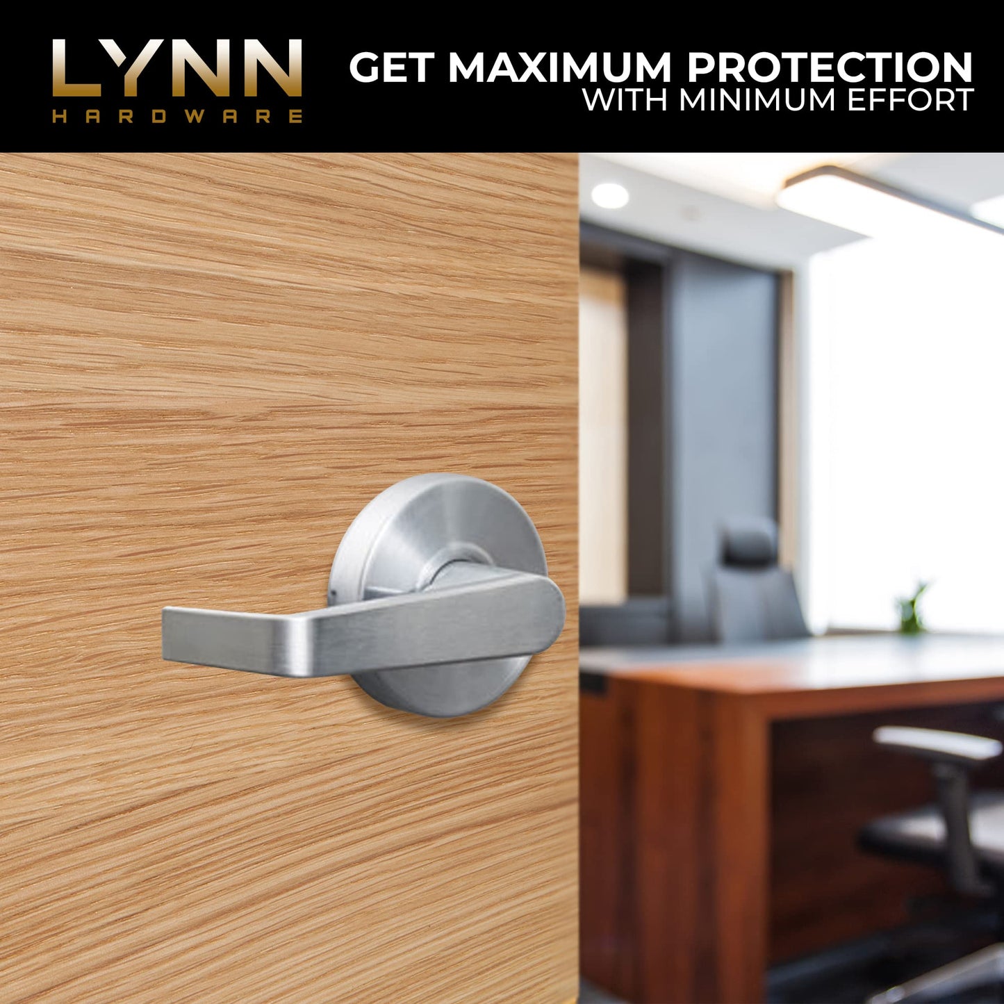LYNN HARDWARE - Entrance - Commercial Door Lock - Heavy-Duty Designer Handles for Doors - Durable Grade 2 Indoor Locks for Doors - Cylindrical Door Handle Lock - ADA Compliant - Satin Chrome