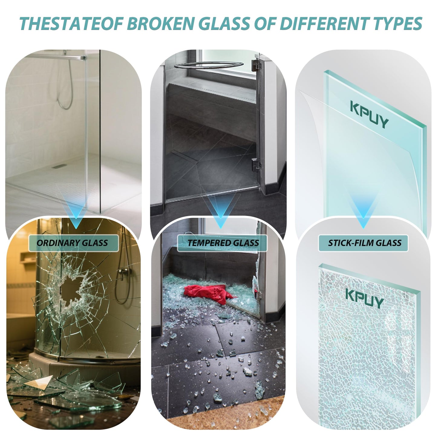 KPUY Glass Shower Door, 43-48" W x 76" H Semi-Frameless Double Sliding Shower Door, 1/4" (6mm) Thick Tempered Clear Glass with Explosion-Proof Film Nano Coating, Matte Black